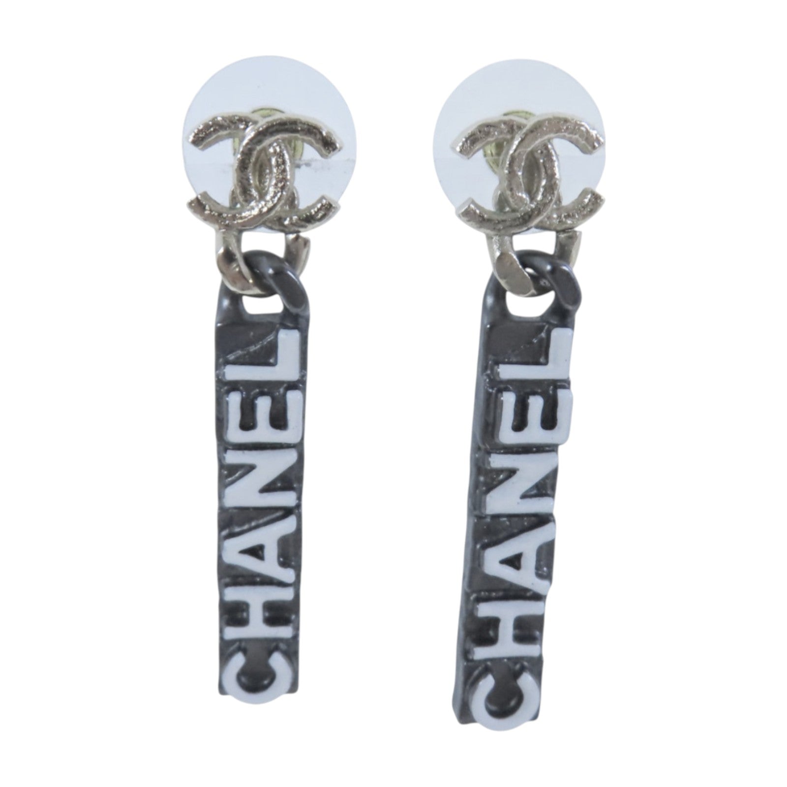 CHANEL 金屬/PVC Earrings金扣耳環