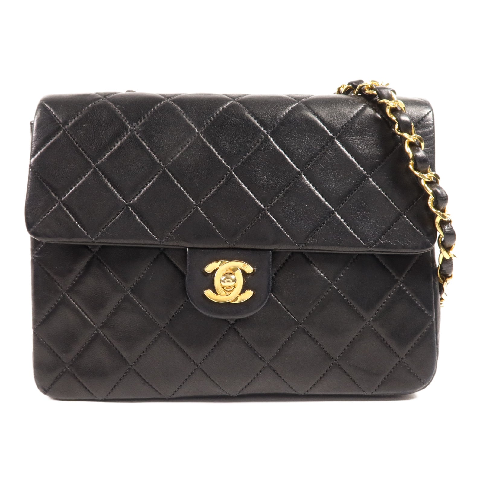 CHANEL 羊皮皮革Vintage Bag金扣鏈帶肩背袋