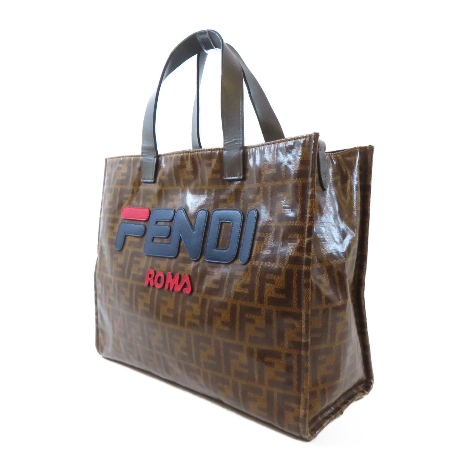 FENDI (PRICE DOWN) GHW 2 Way Shoulder Tote Bag 8BR720 PVC Brown