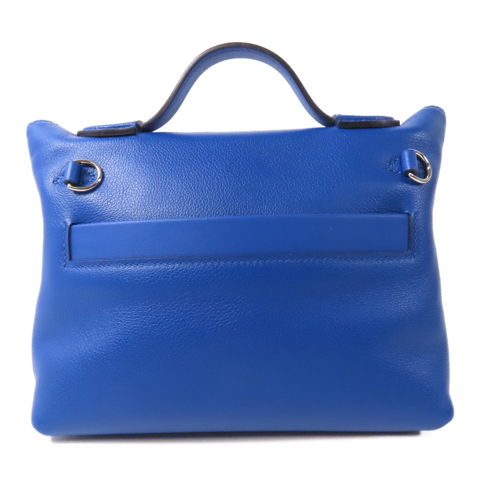 HERMES Evercolor皮革24/24 Mini銀扣肩背袋Bleu France