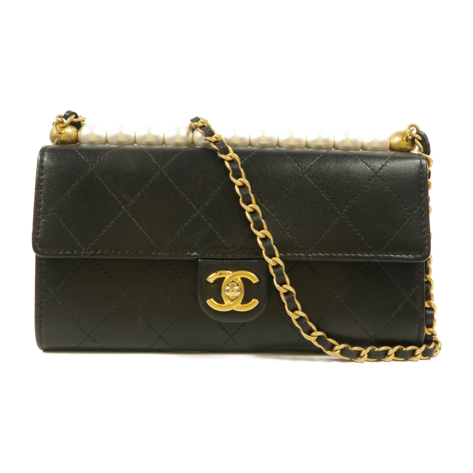 CHANEL 牛皮皮革Chic Pearls Wallet On Chain鏈帶肩背袋