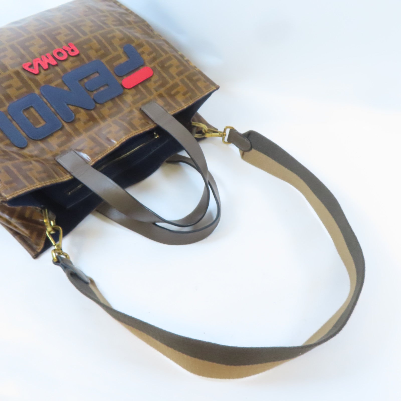 FENDI (PRICE DOWN) GHW 2 Way Shoulder Tote Bag 8BR720 PVC Brown