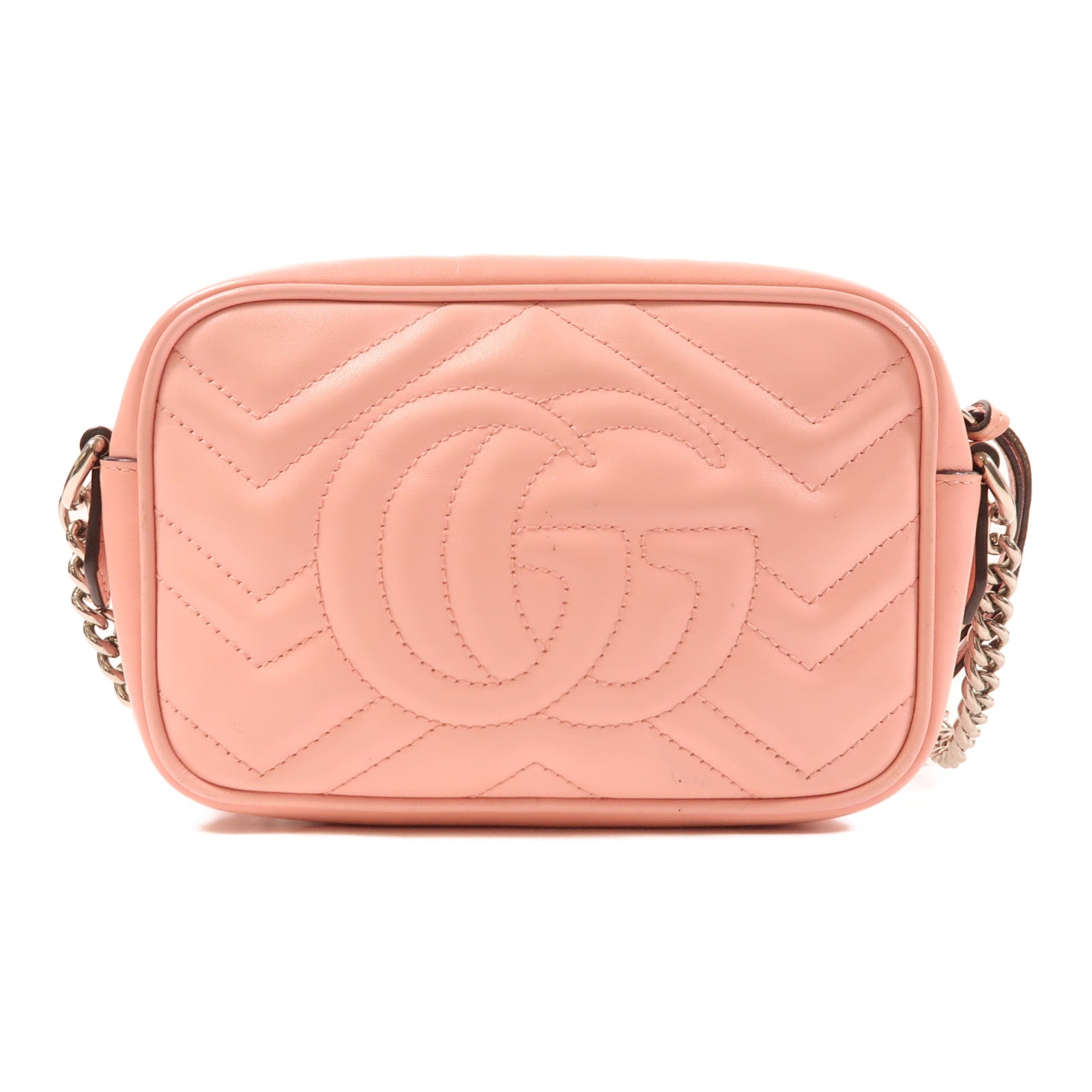 GUCCI 牛皮皮革GG Marmont銀扣肩背袋