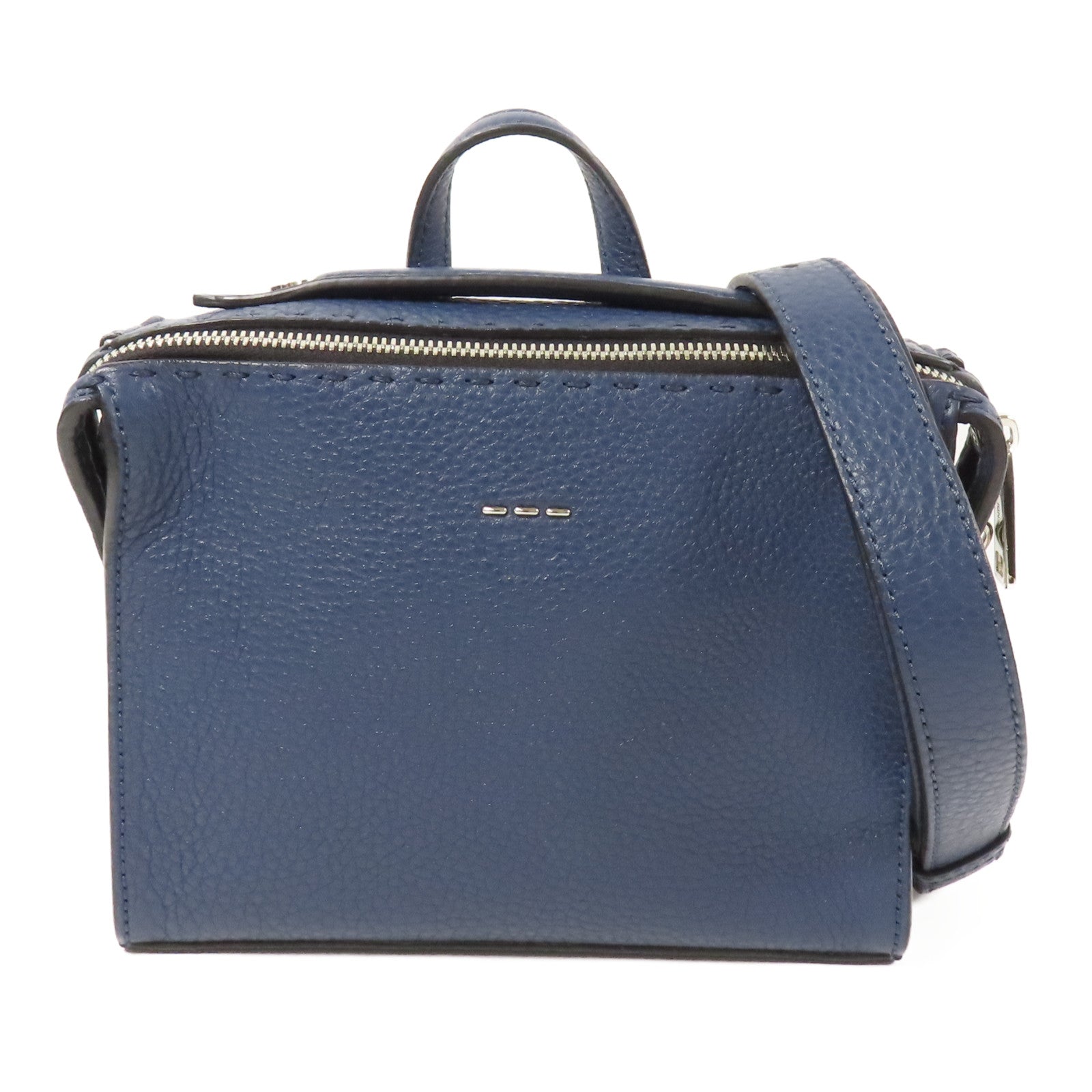 FENDI 牛皮皮革Shoulder Bag銀扣手挽肩背兩用袋