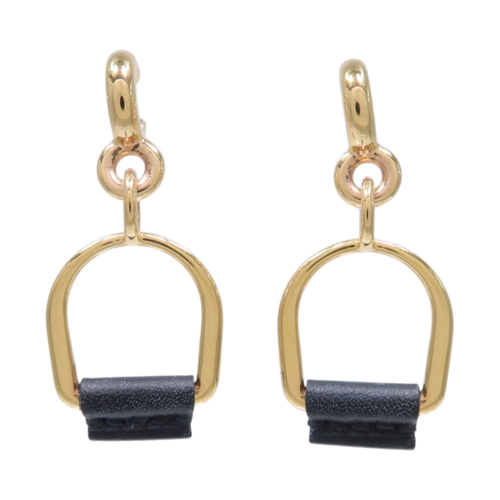 HERMES Swift皮革/金屬Heritage Equestre Etrier Earrings耳環