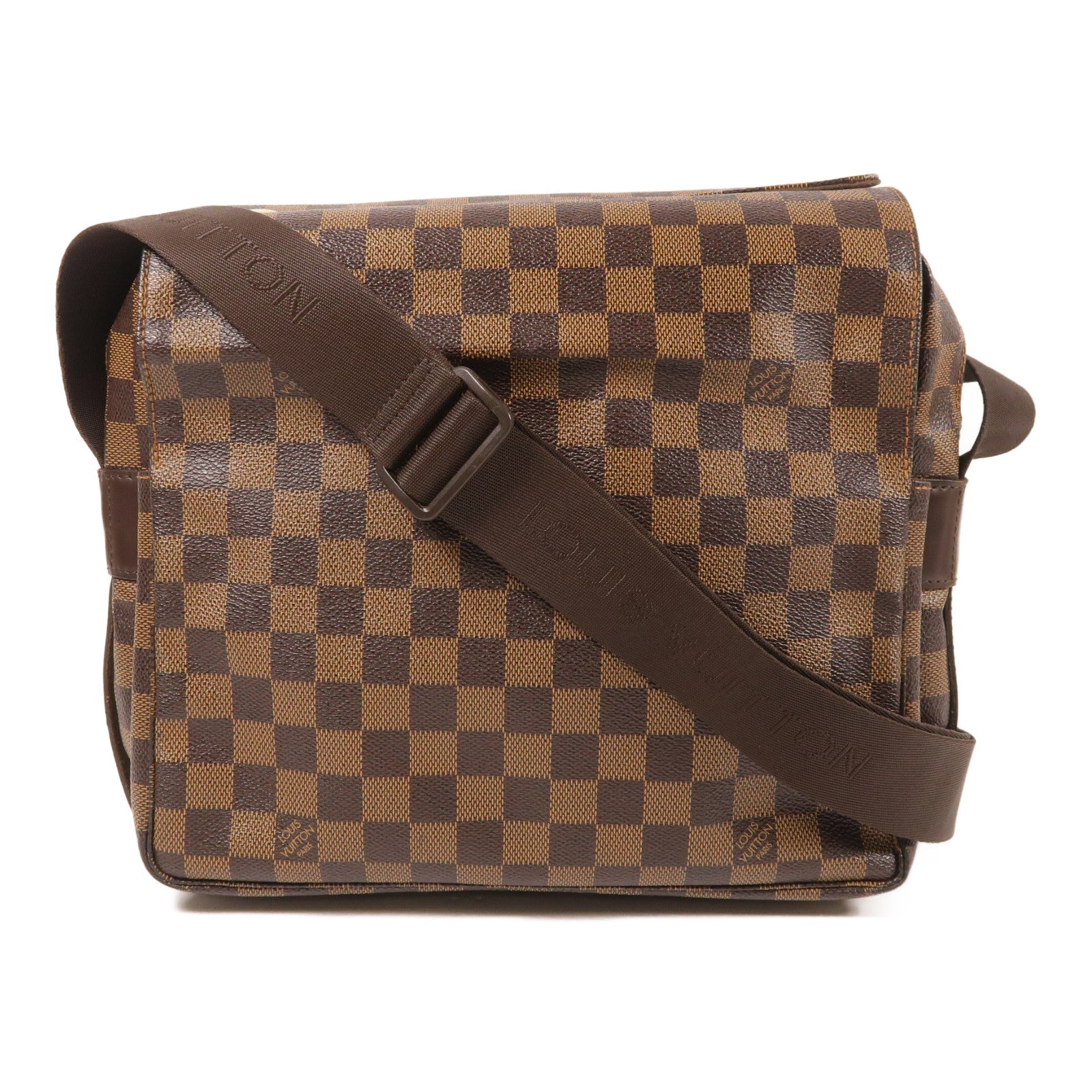 LOUIS VUITTON Damier Naviglio金扣肩背袋棕色