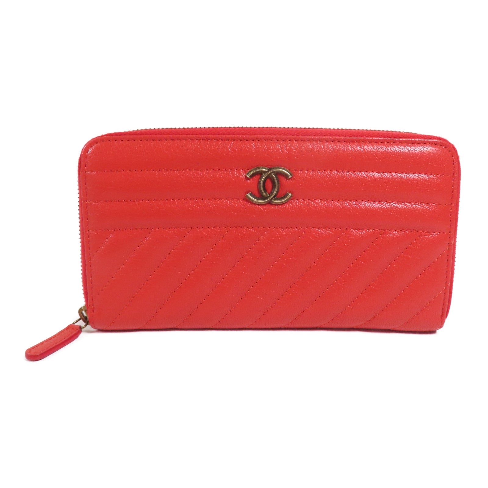 CHANEL 牛皮皮革Long Wallet金扣長錢包