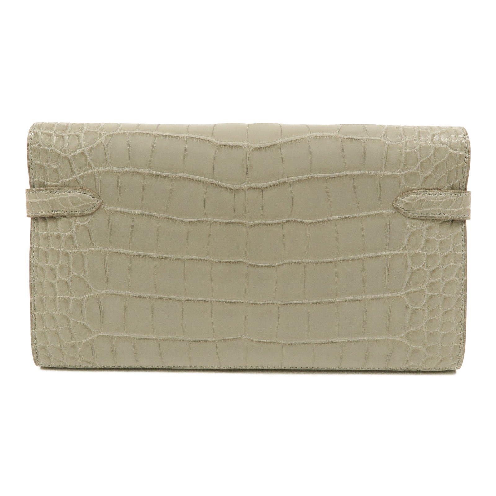 HERMES Alligator Matte皮革Kelly Wallet長錢包Gris Perle