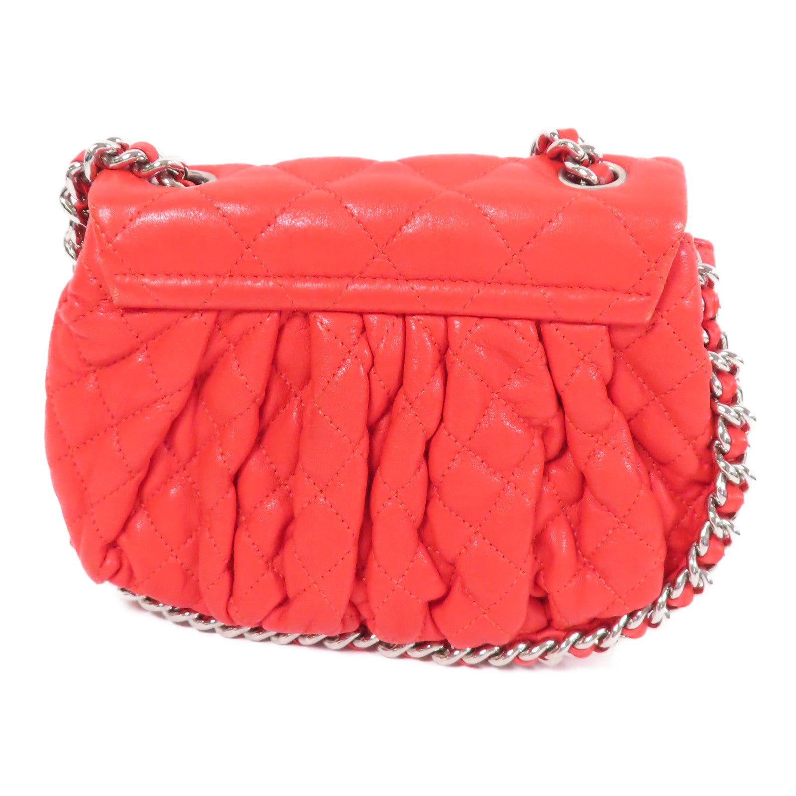 CHANEL 牛皮皮革Shoulder Bag銀扣鏈帶肩背袋