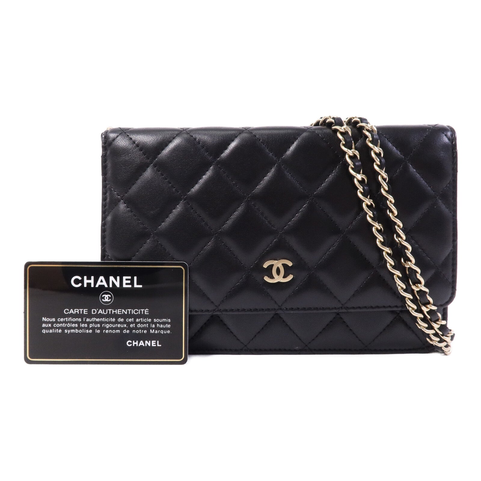 CHANEL 羊皮皮革WOC Wallet On Chain金扣鏈帶肩背袋