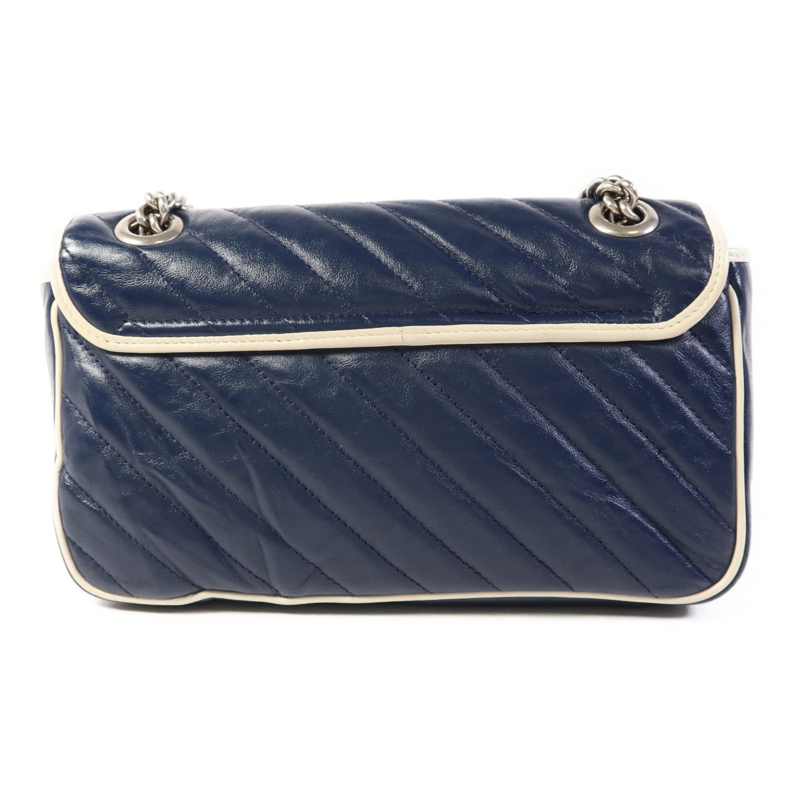 GUCCI 牛皮皮革GG Marmont Shoulder Bag銀扣鏈帶肩背袋