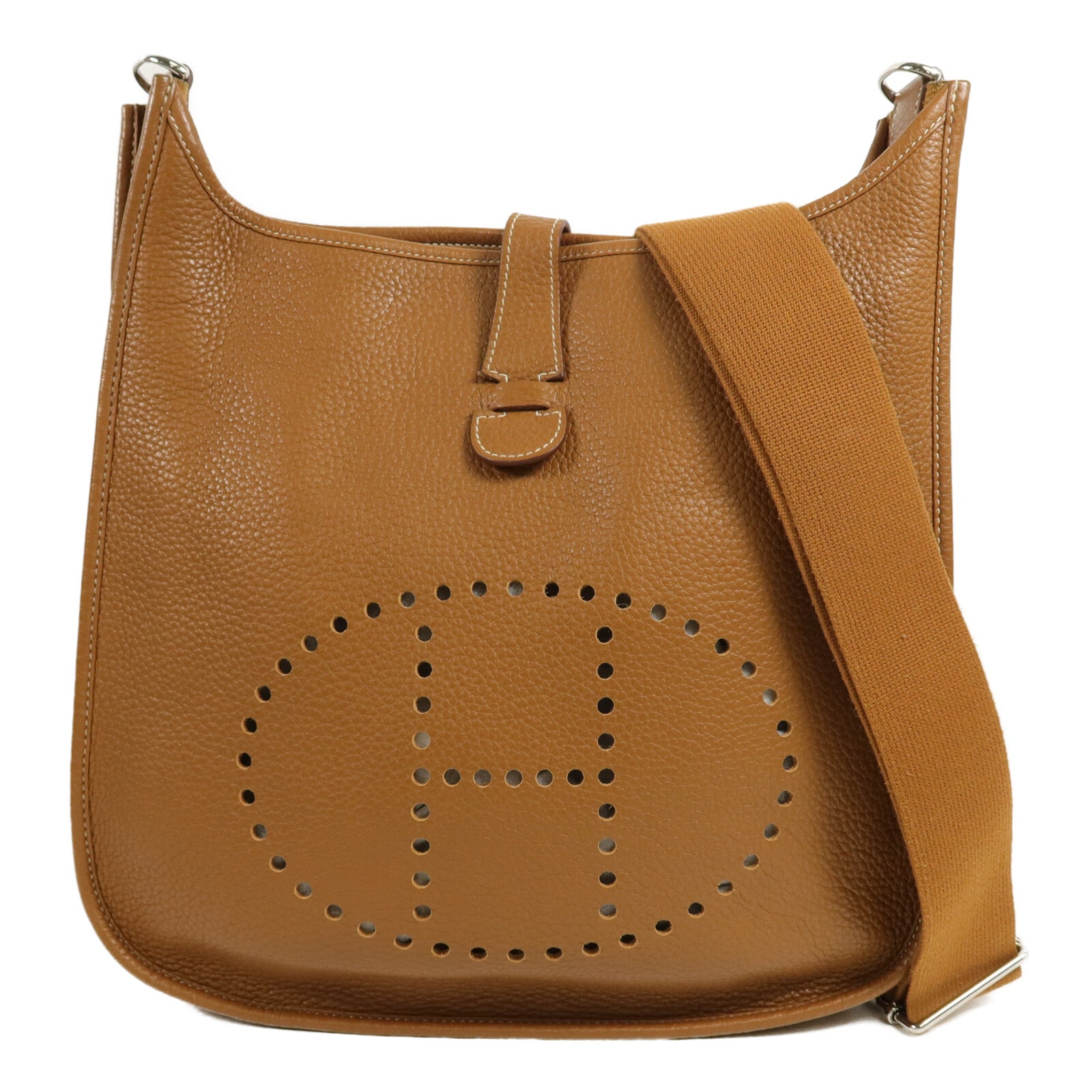 HERMES Clemence皮革Evelyne PM肩背袋Gold