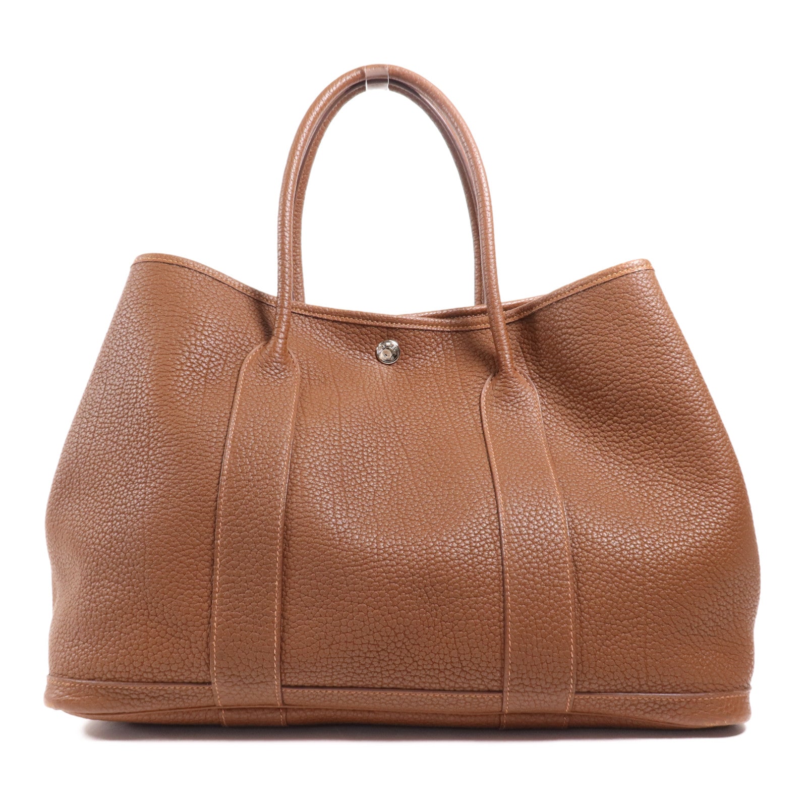 HERMES 【激減優惠】Negonda皮革Garden Party PM銀扣手挽袋Marron Fonce