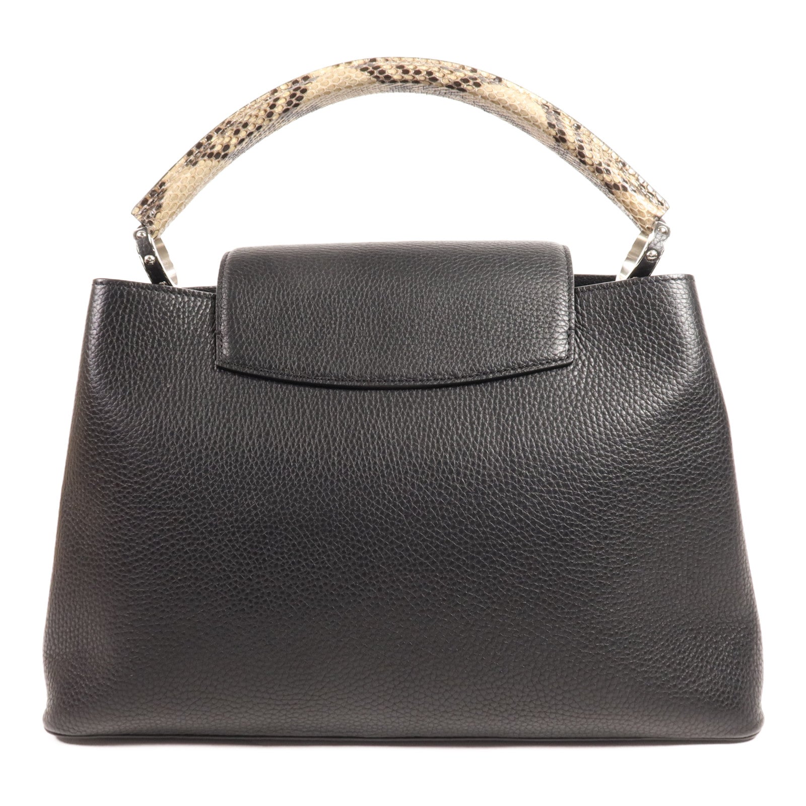 LOUIS VUITTON 牛皮皮革/蛇皮皮革Capucines GM銀扣手挽袋