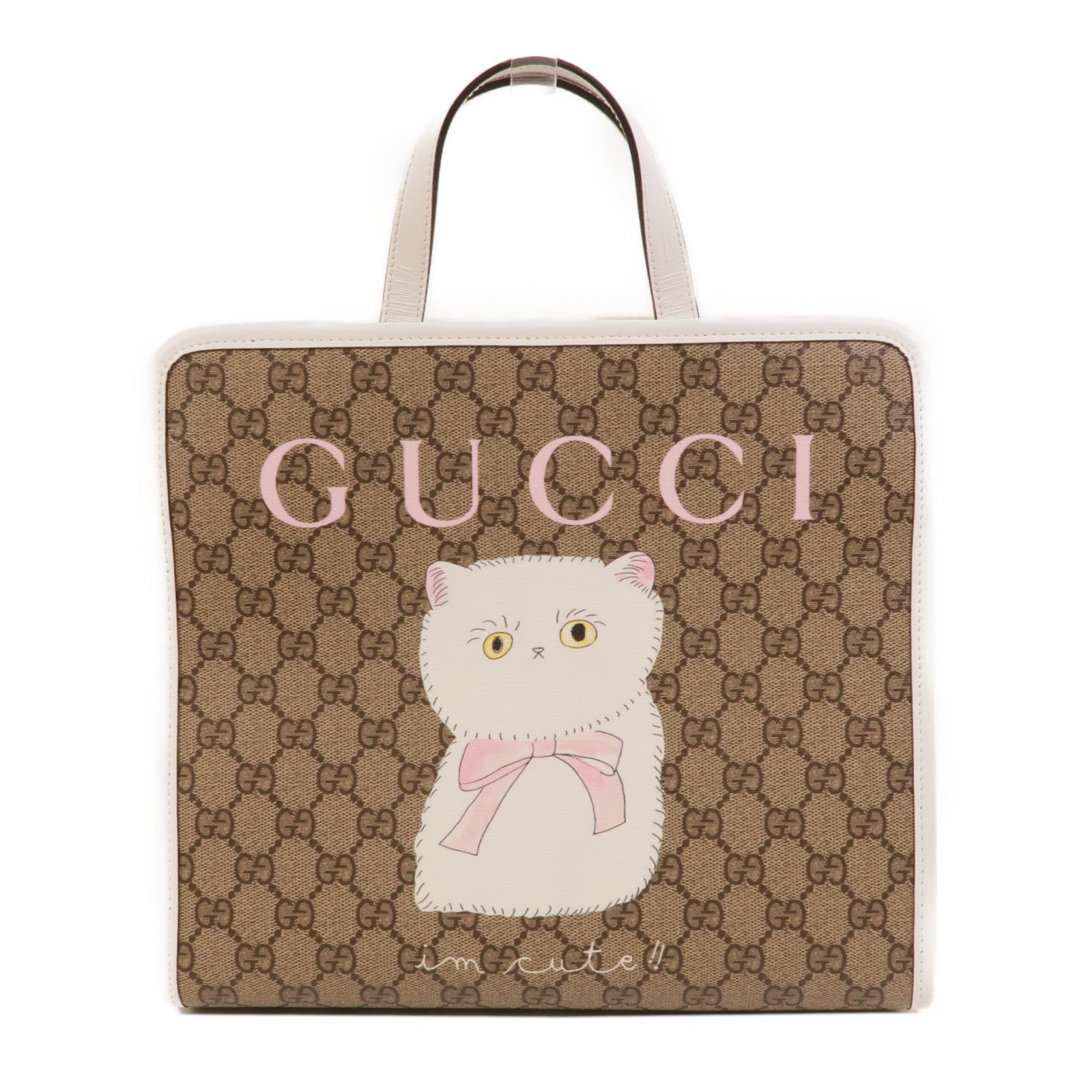 GUCCI 塗層帆布Children's Cat Print Tote Bag手挽袋