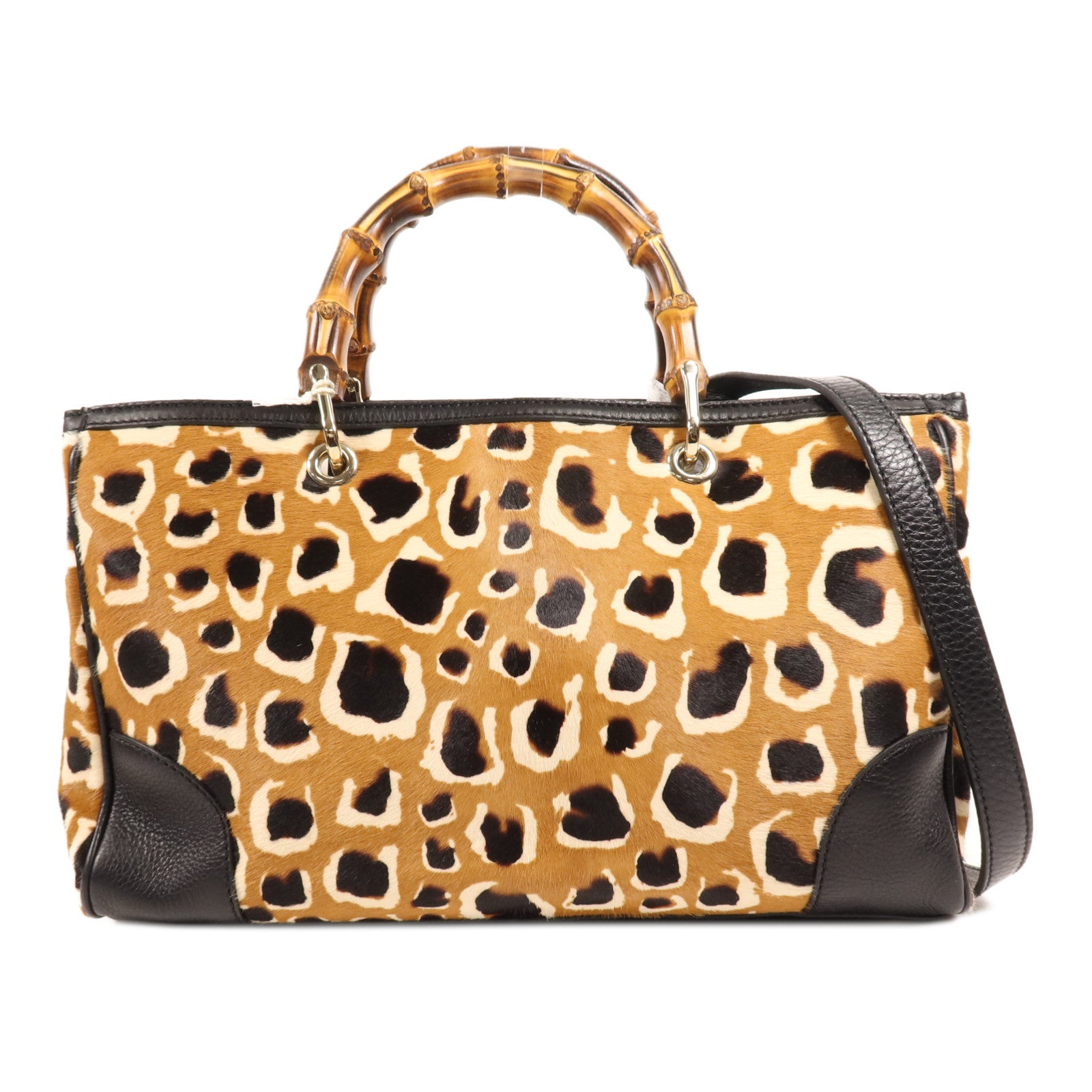 GUCCI 馬毛Bamboo Shopper Satchel Bag金扣手挽肩背兩用袋