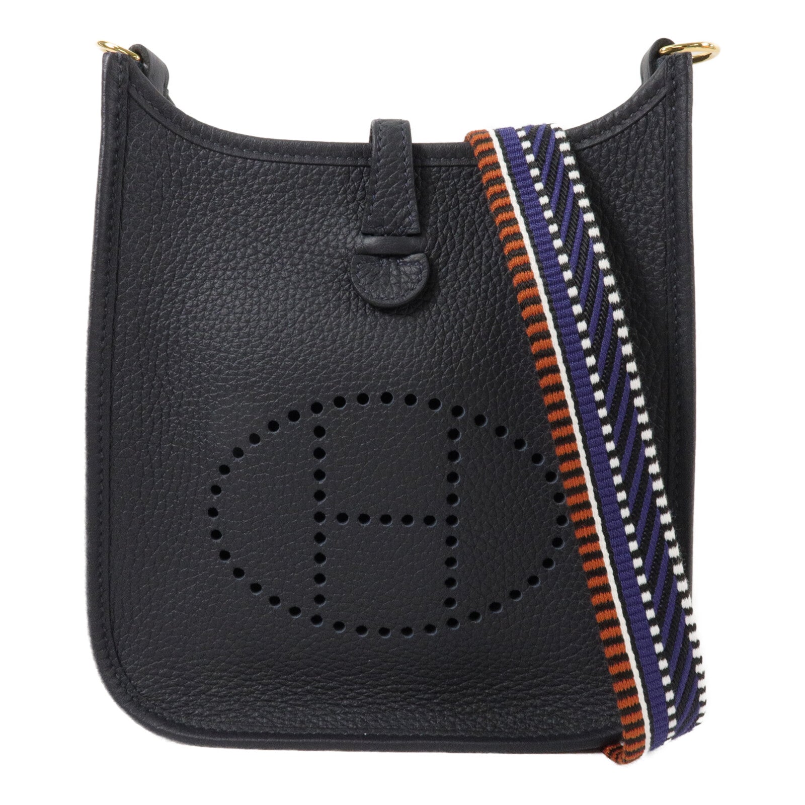 HERMES Clemence皮革Evelyne TPM肩背袋Bleu Encre