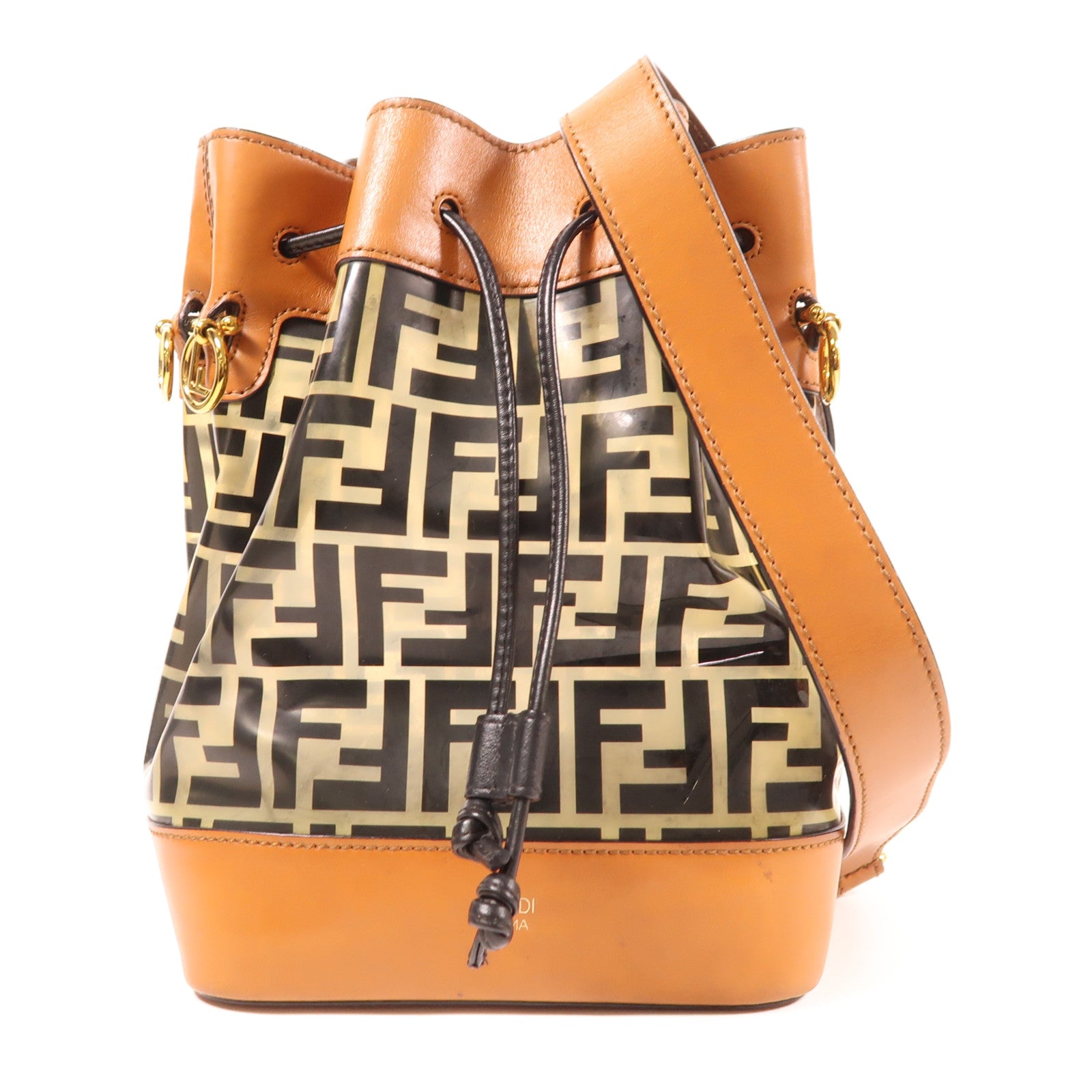 FENDI PVC/牛皮皮革Shoulder Bag金扣肩背袋