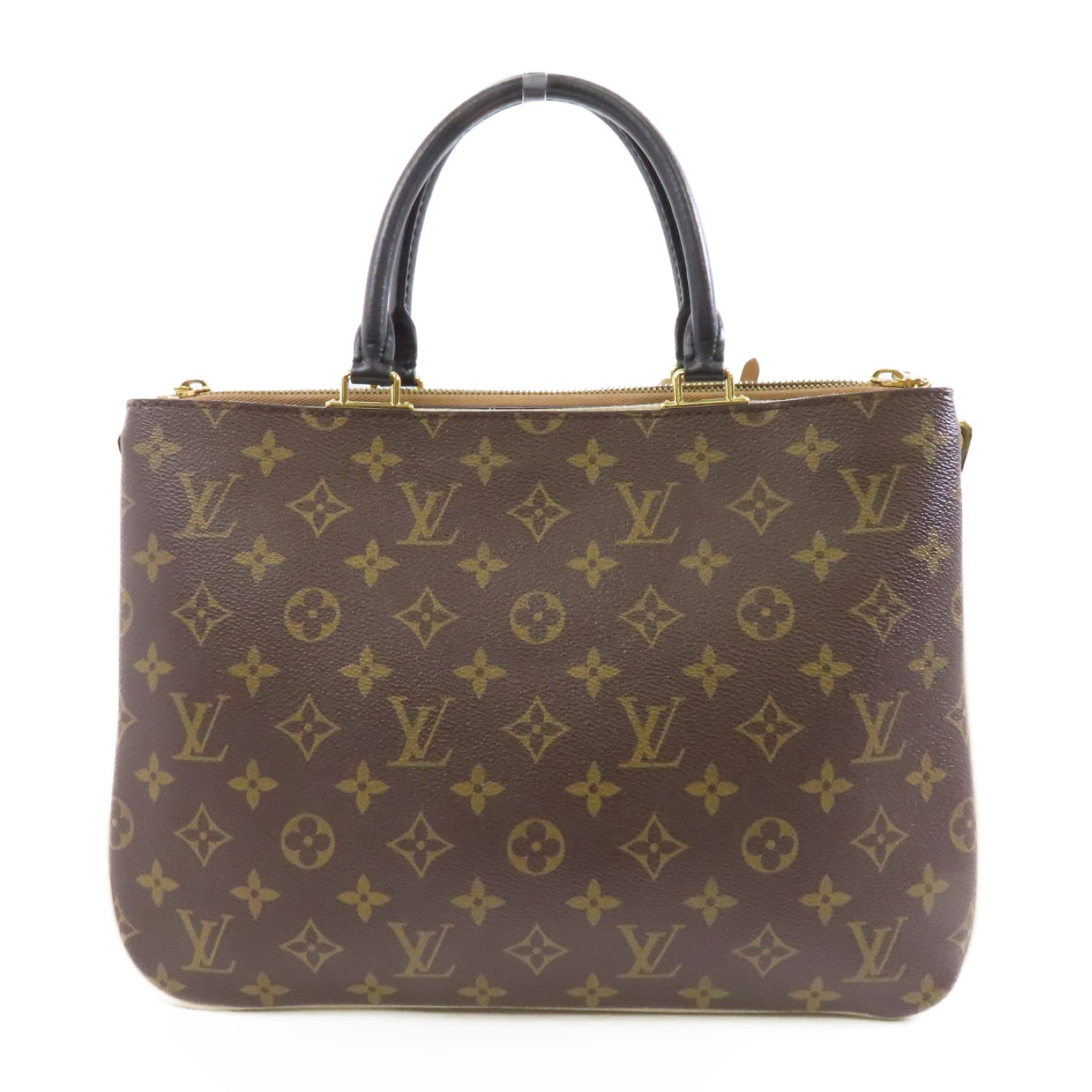 LOUIS VUITTON 【激減優惠】Monogram Millefeuille金扣手挽肩背兩用袋棕色米色