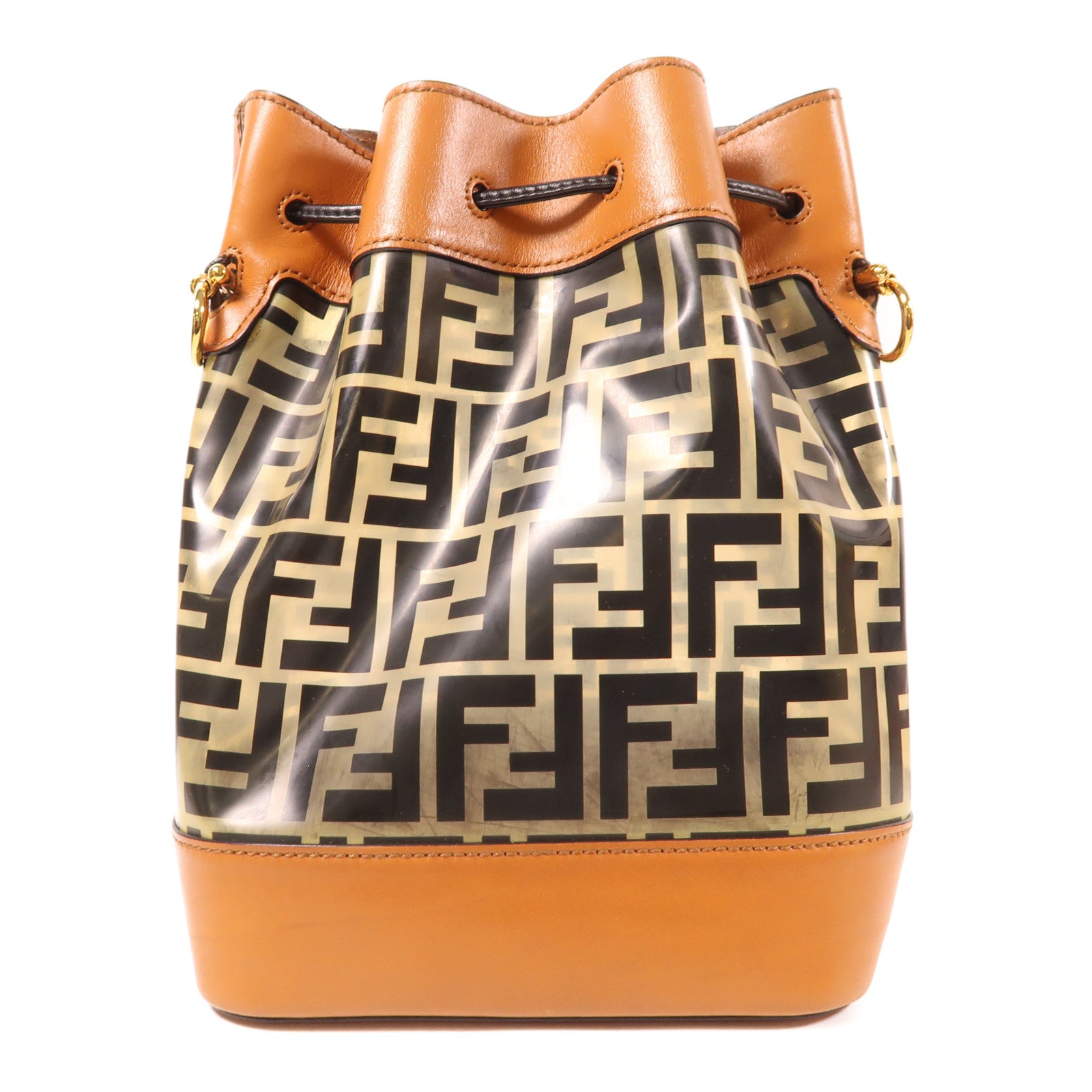 FENDI PVC/牛皮皮革Shoulder Bag金扣肩背袋