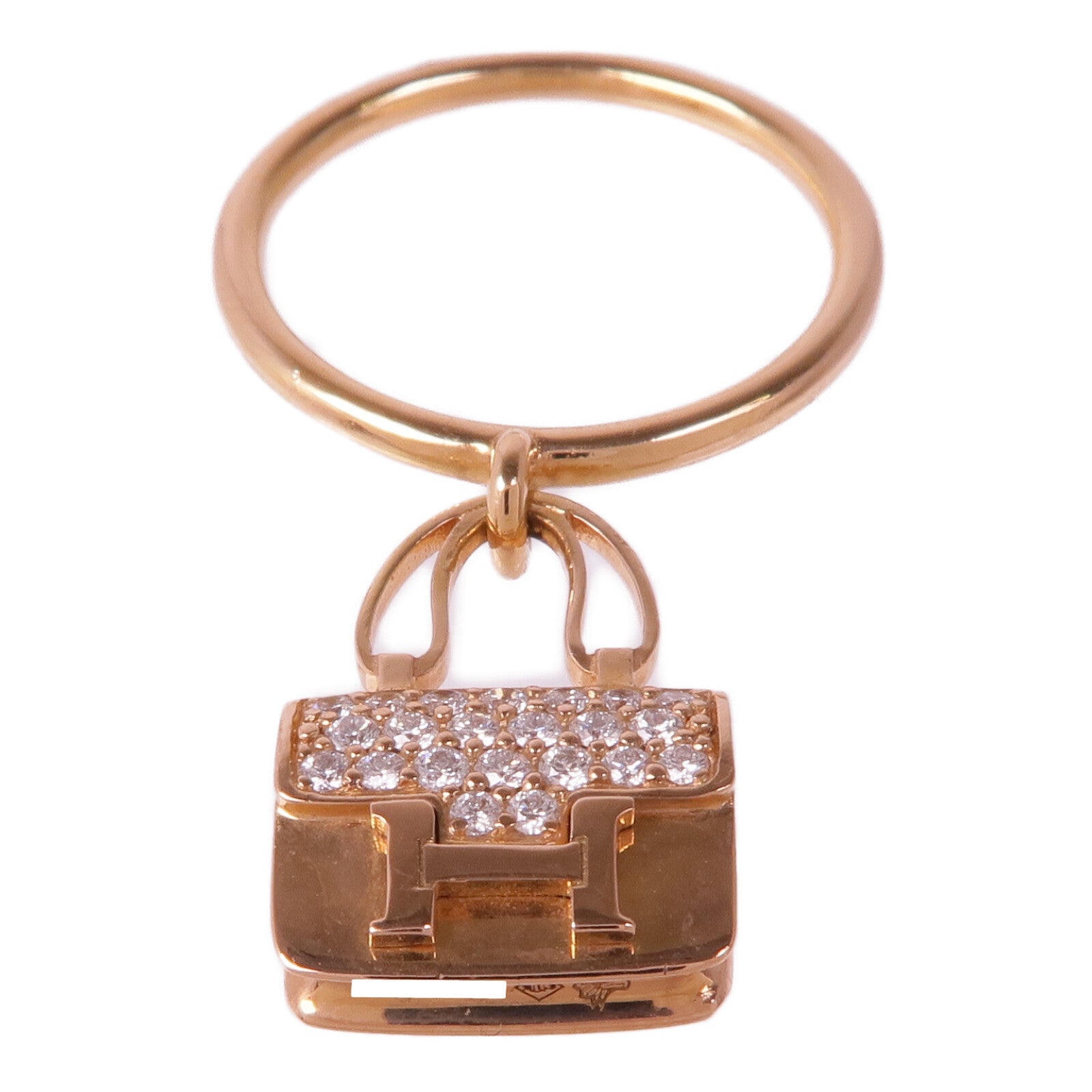 HERMES 18K玫瑰金Amulettes Constance Ring鑽石戒指Hermes#52/US#6