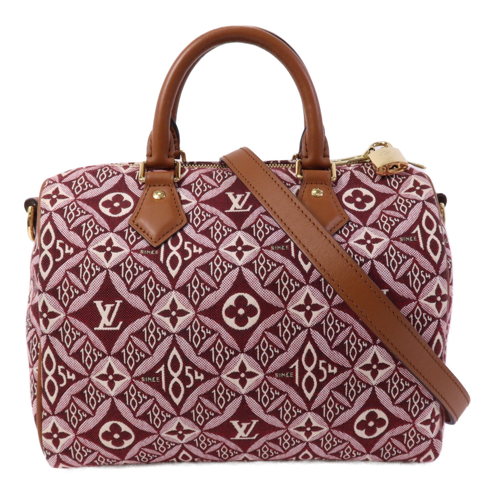 LOUIS VUITTON Jacquard Since 1854 Speedy Bandouliere 25金扣手挽肩背兩用袋