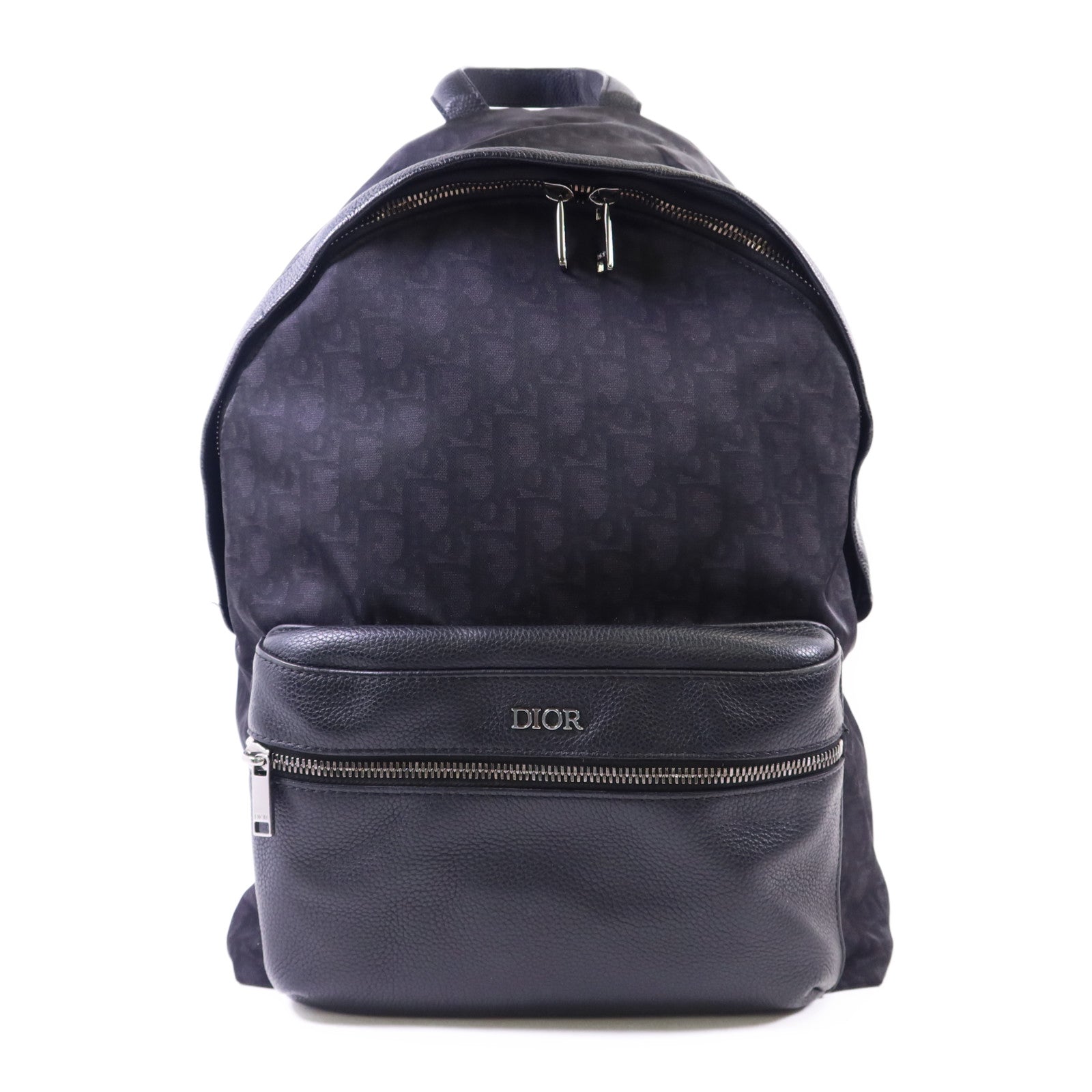 Dior 尼龍/牛皮皮革Trotter Pattern Backpack銀扣背包