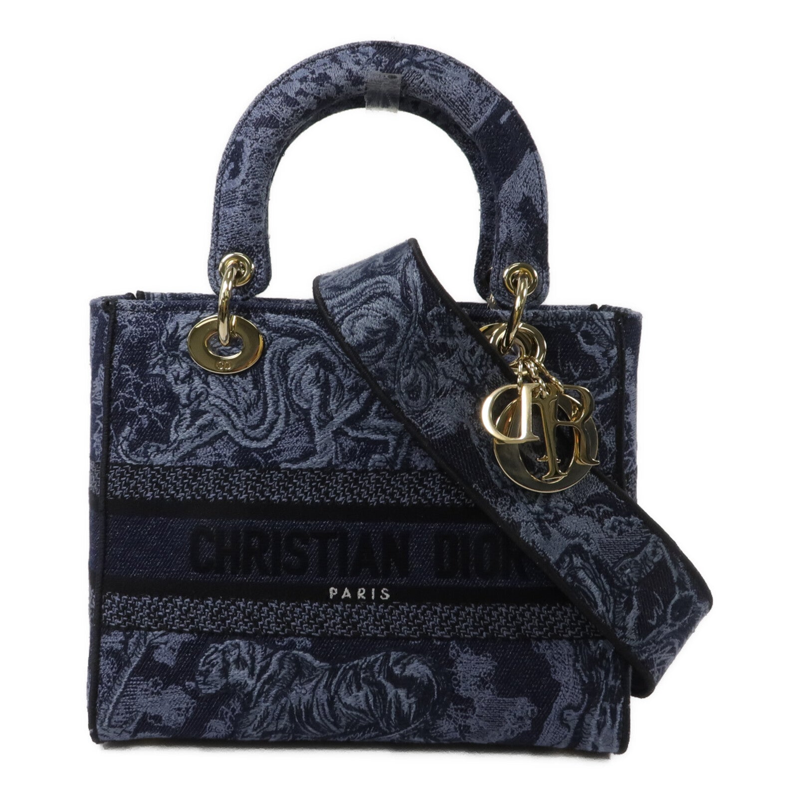 Dior 帆布Lady Dior D Lite Medium手挽肩背兩用袋