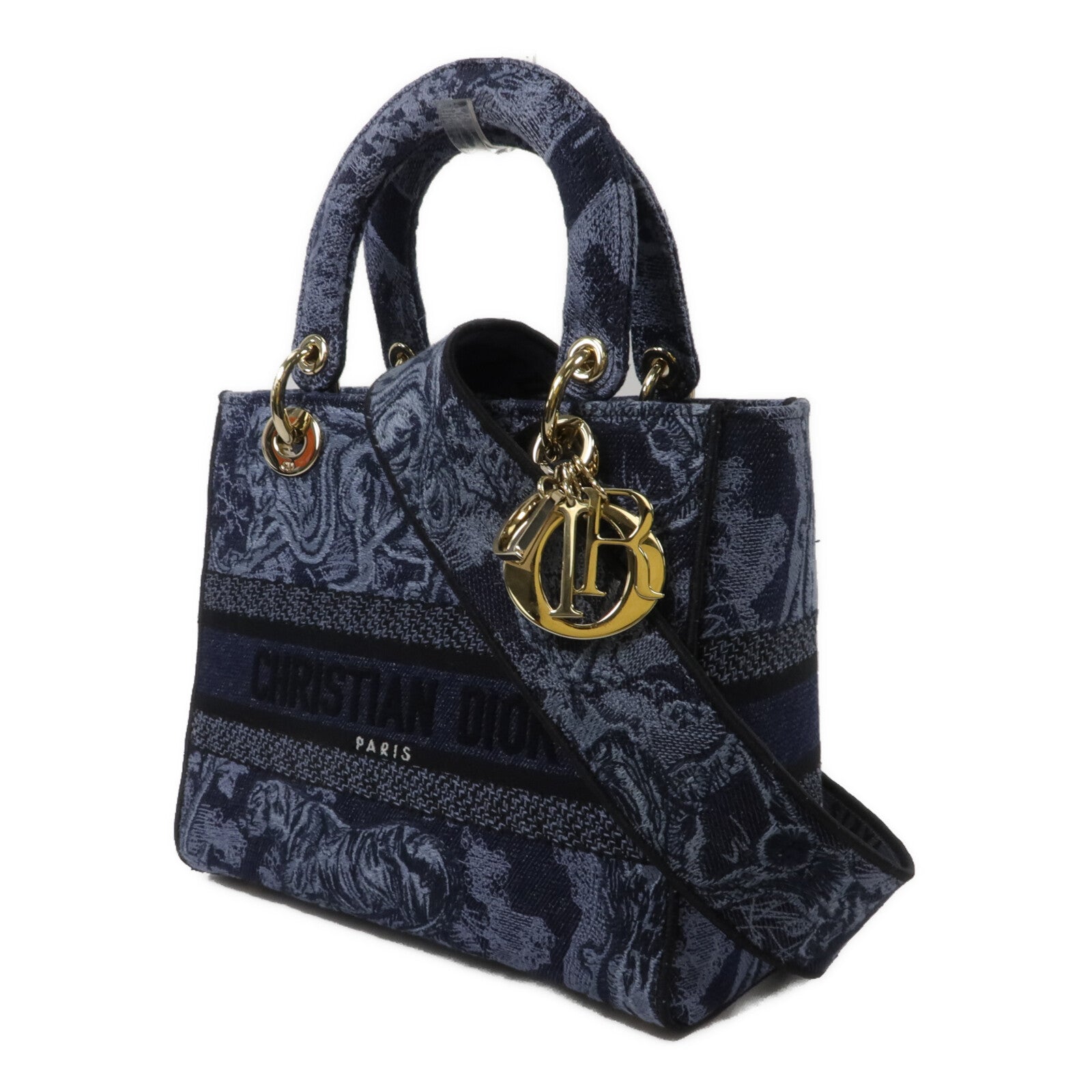 Dior 帆布Lady Dior D Lite Medium手挽肩背兩用袋