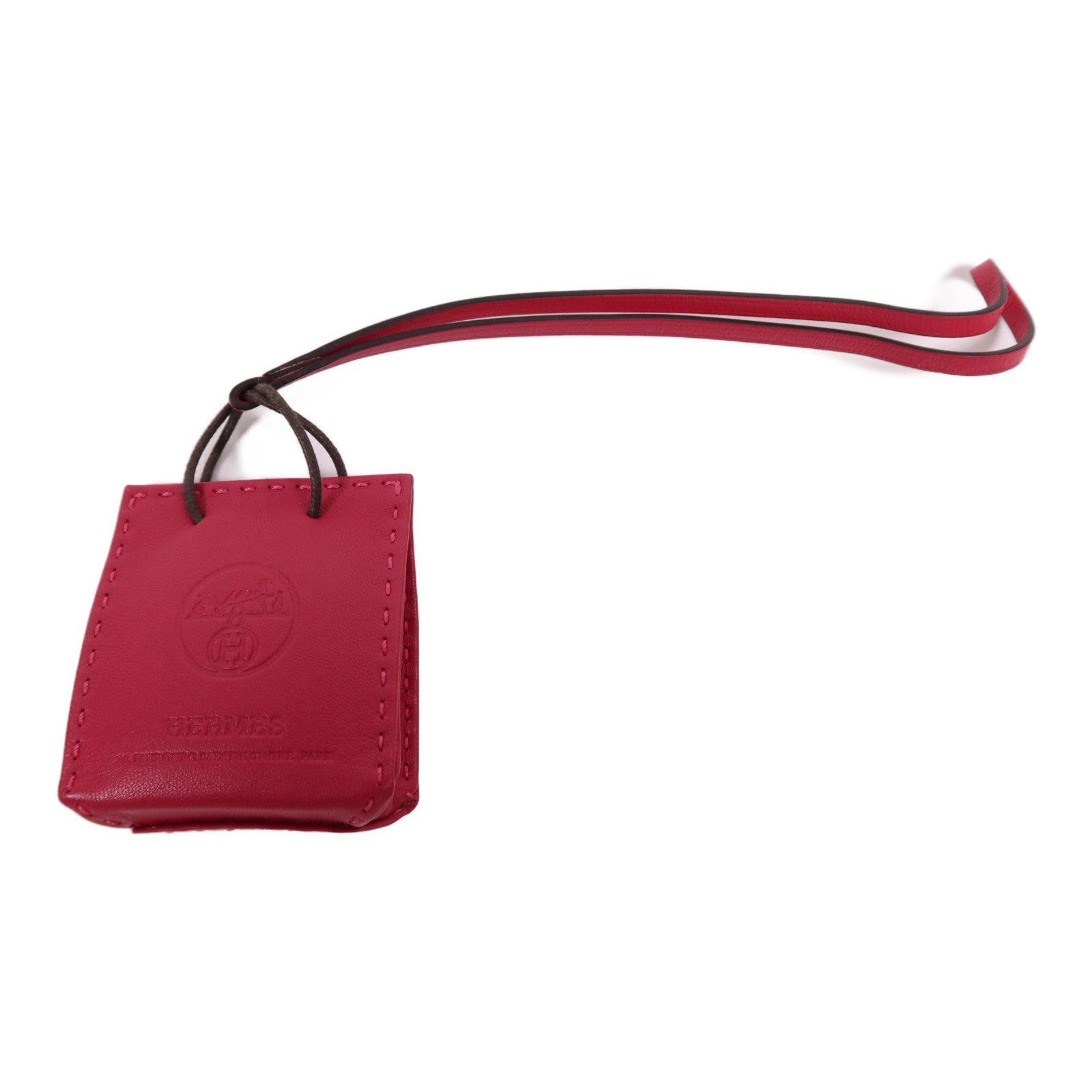 HERMES 【激減優惠】Milo皮革Paper Bag Charm掛飾Rosa Mexicano