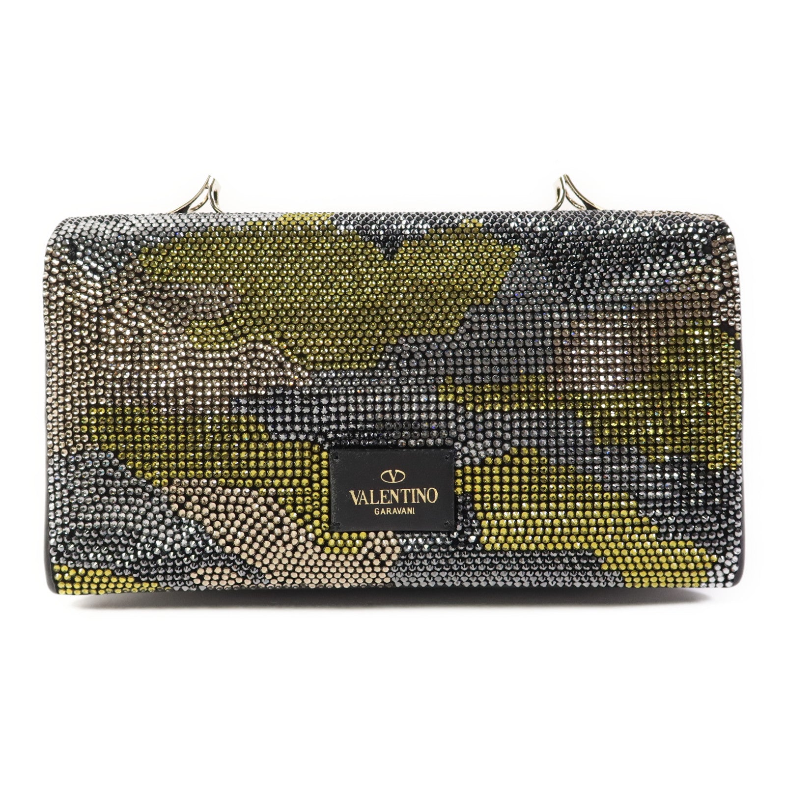 Valentino 牛皮皮革/水晶Shoulder Bag金扣鏈帶肩背袋