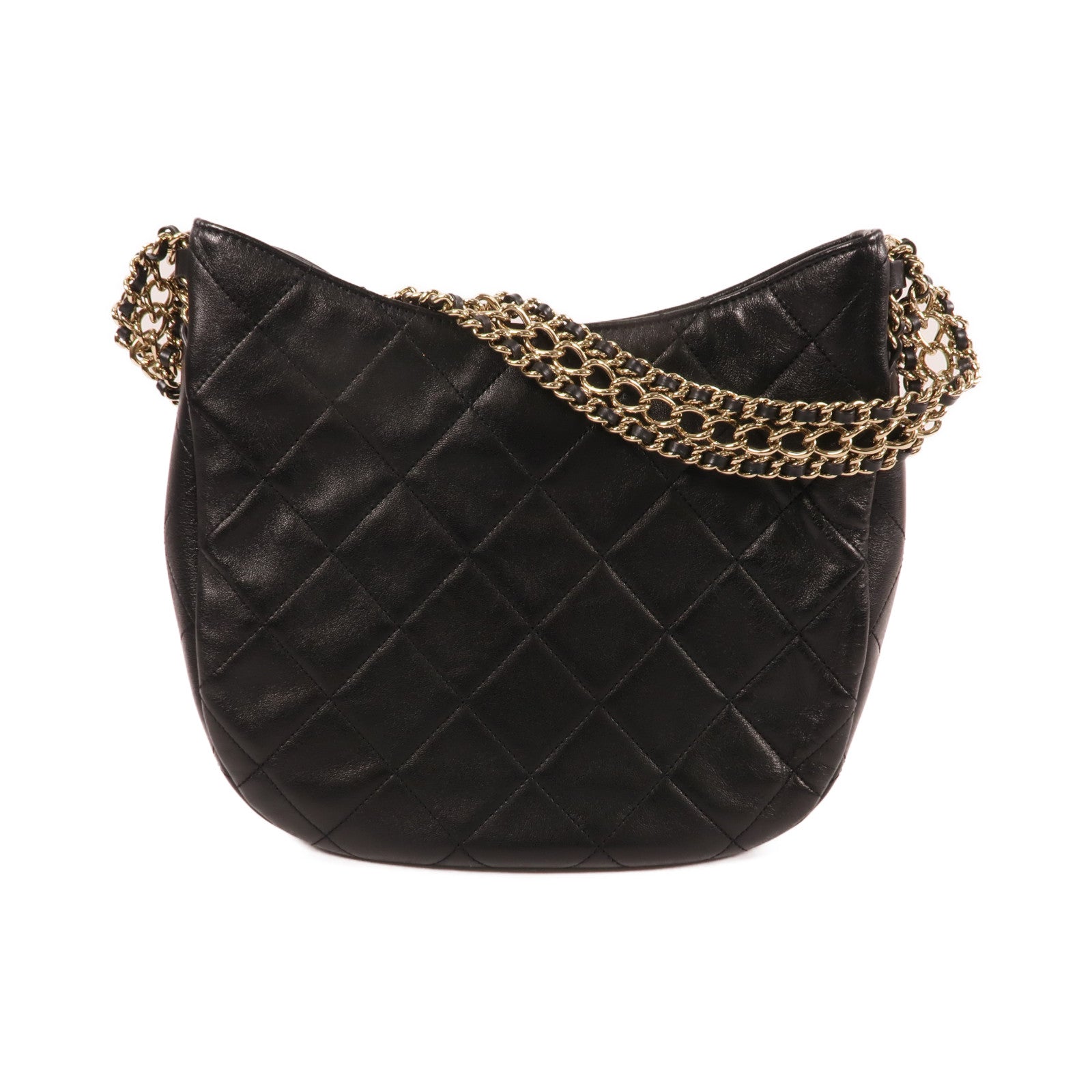 CHANEL 羊皮皮革Hobo Bag金扣鏈帶肩背袋