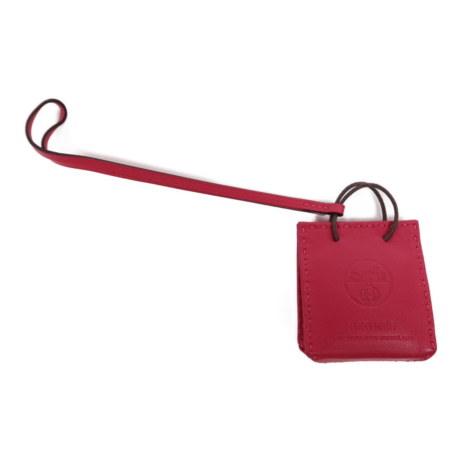 HERMES 【Hermes Fair】Milo皮革Paper Bag Charm掛飾Rosa Mexicano