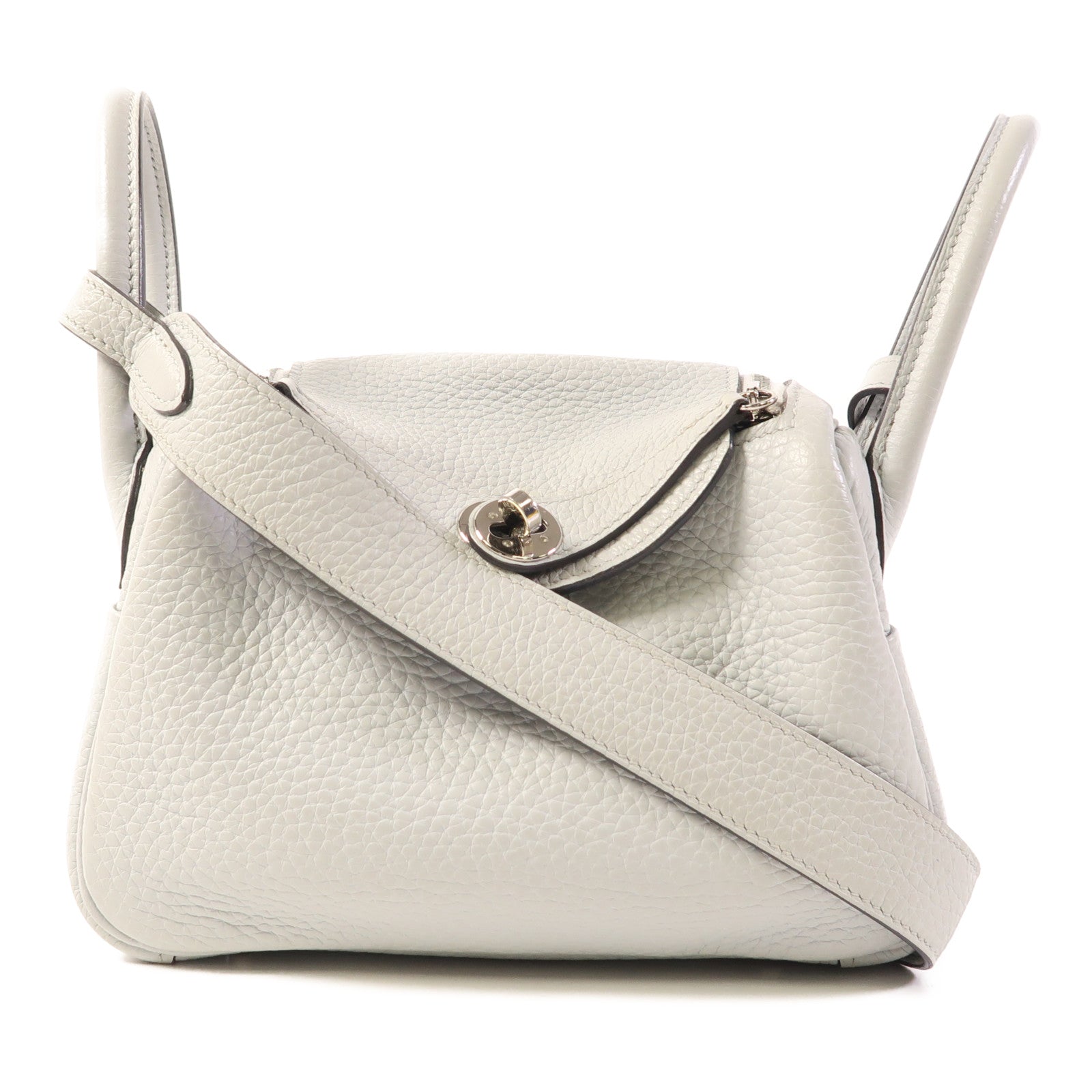 HERMES Clemence皮革Mini Lindy金扣手挽肩背兩用袋Bleu Pale