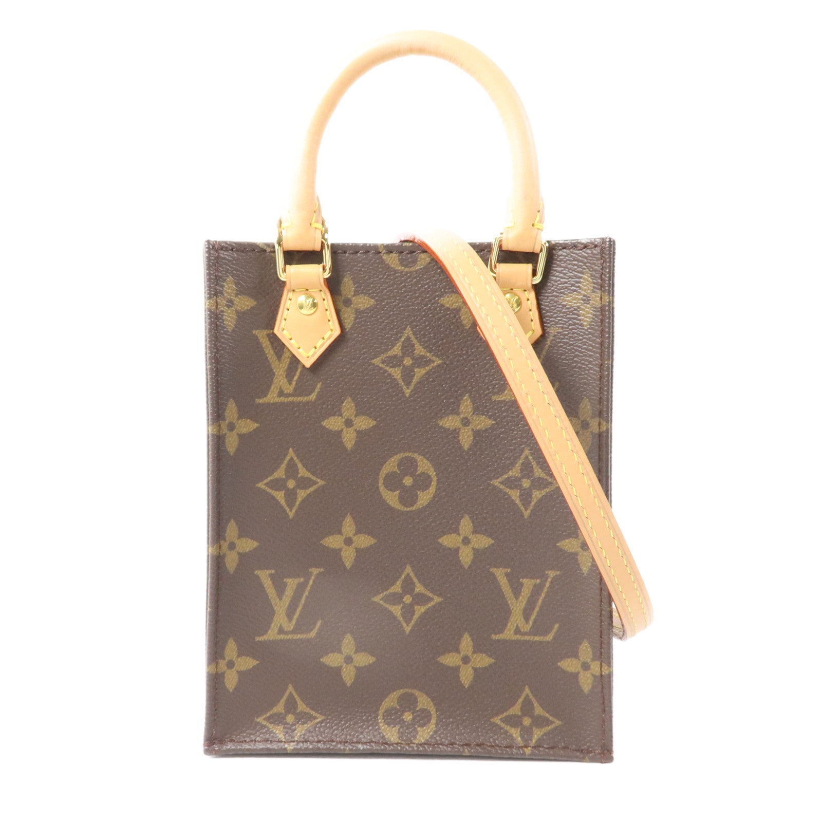 LOUIS VUITTON Monogram Petit Sac Plat手挽肩背兩用袋