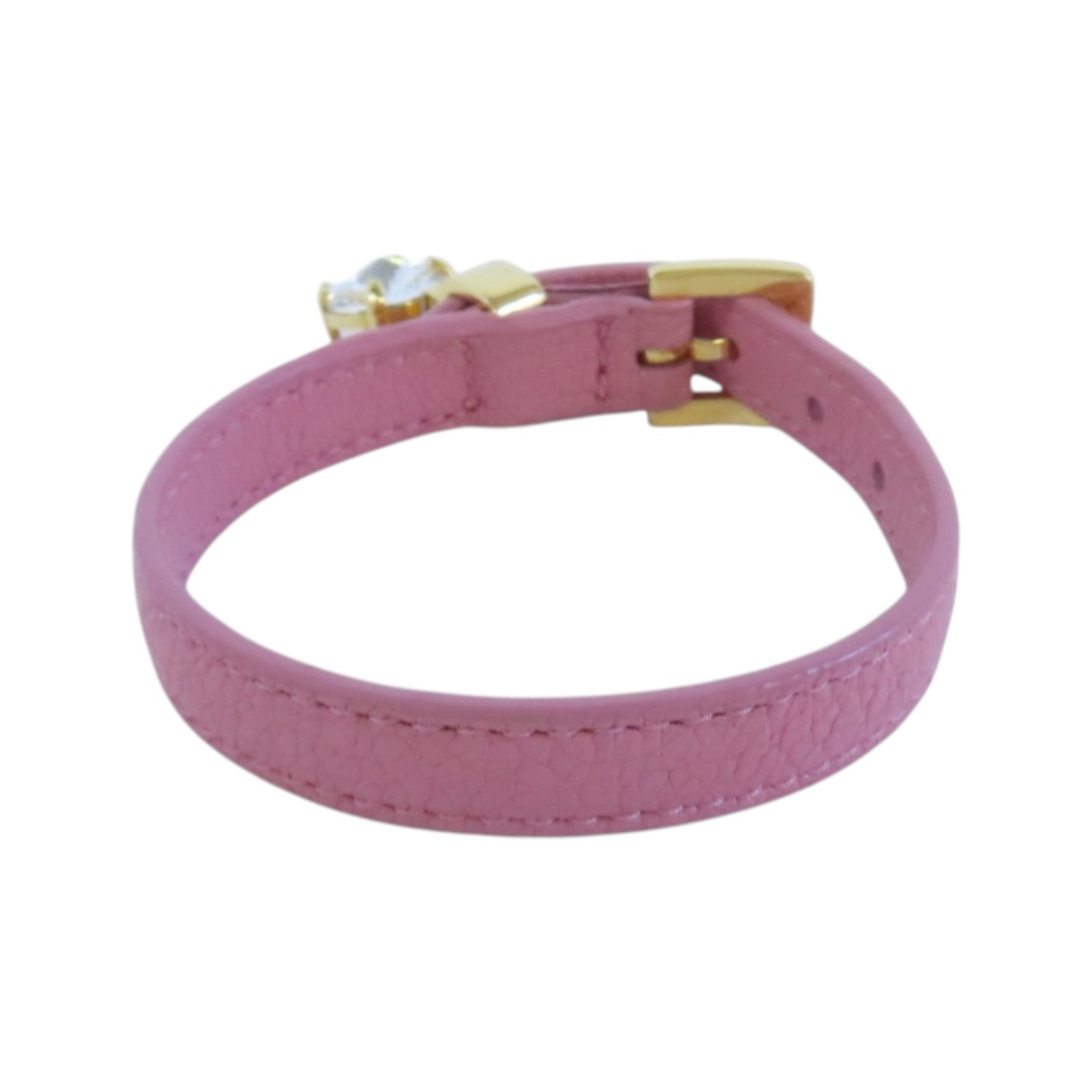 Miu Miu GHW Bracelet Leather Belt Metal Rhinestone Pink