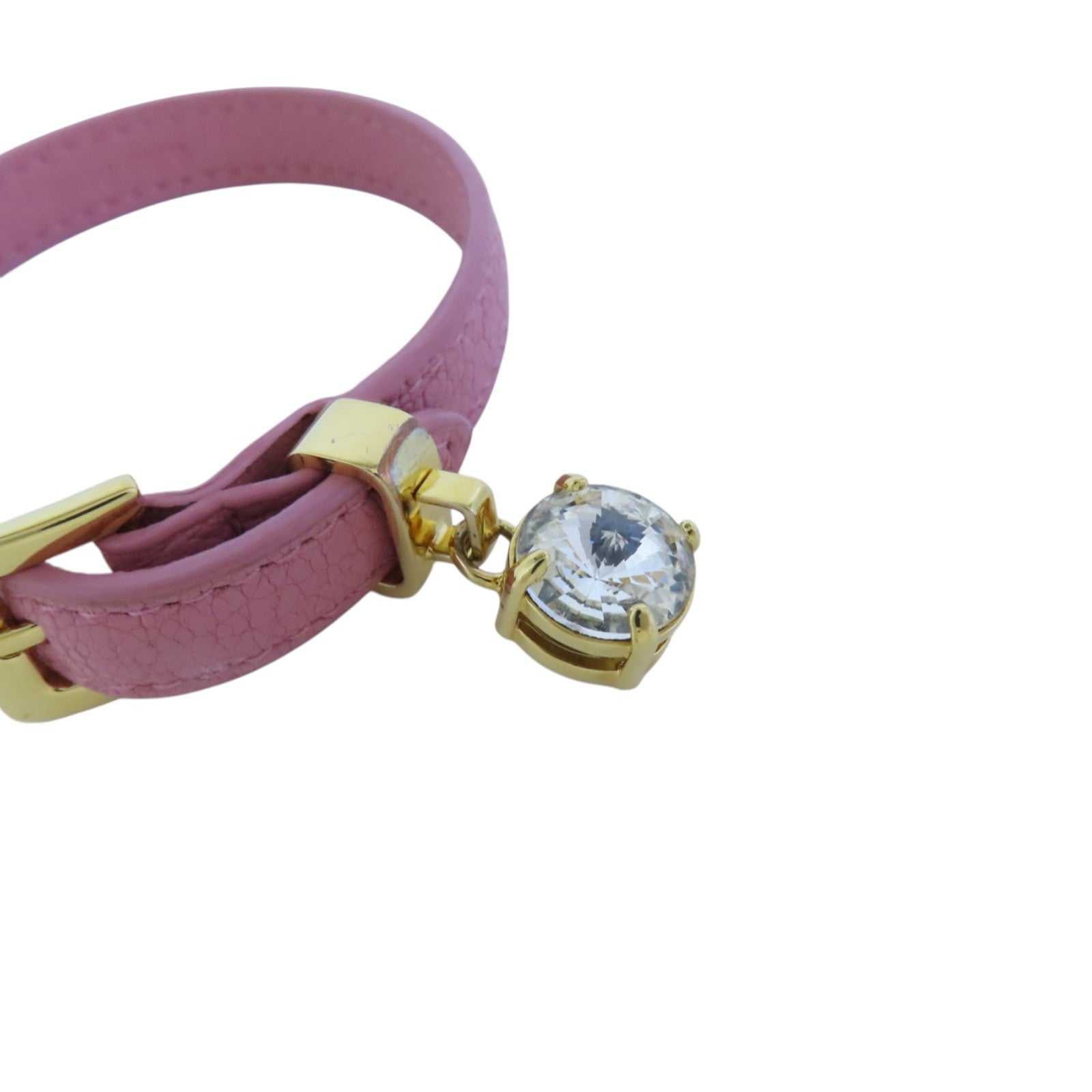 Miu Miu GHW Bracelet Leather Belt Metal Rhinestone Pink
