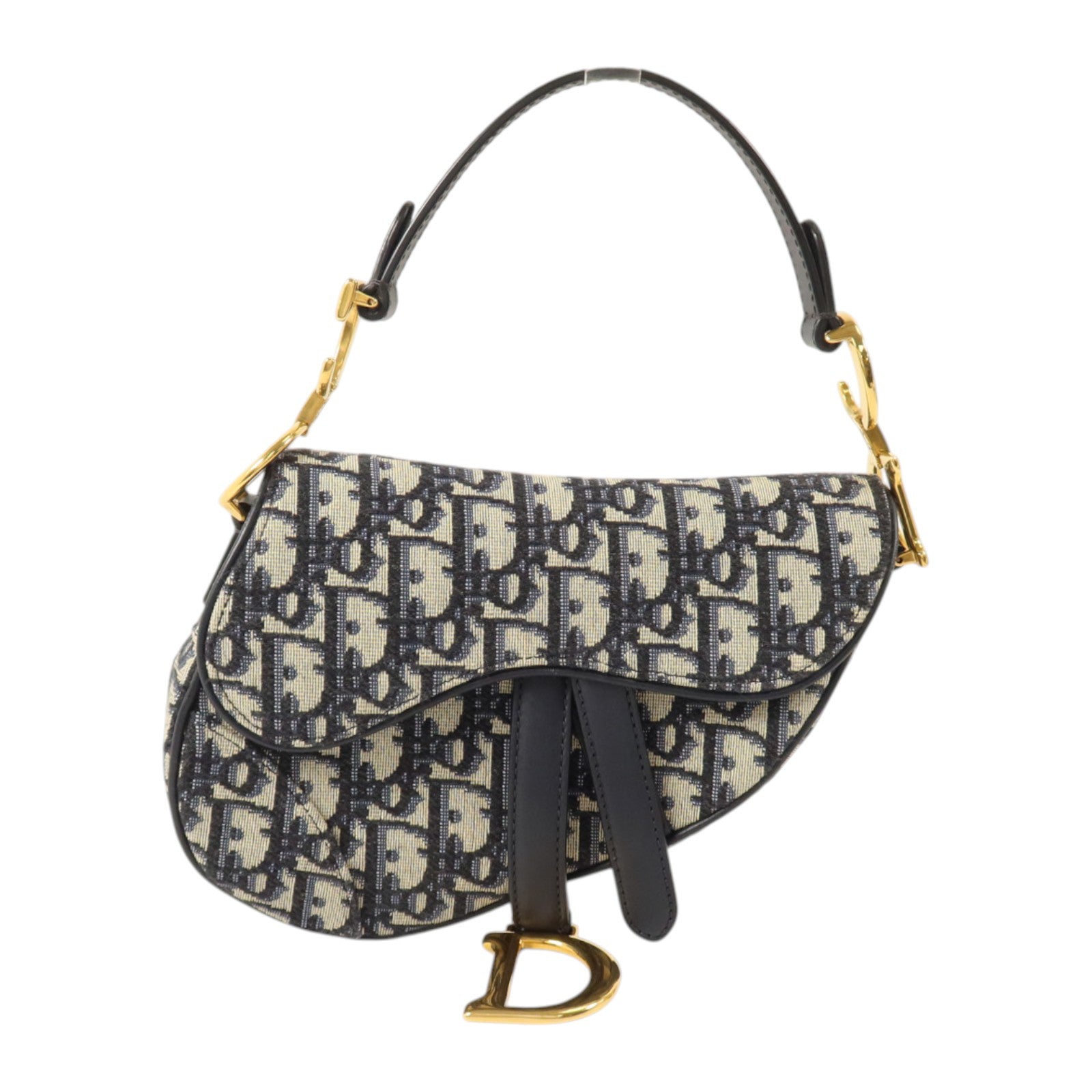 Dior Oblique帆布Mini Saddle金扣手挽袋