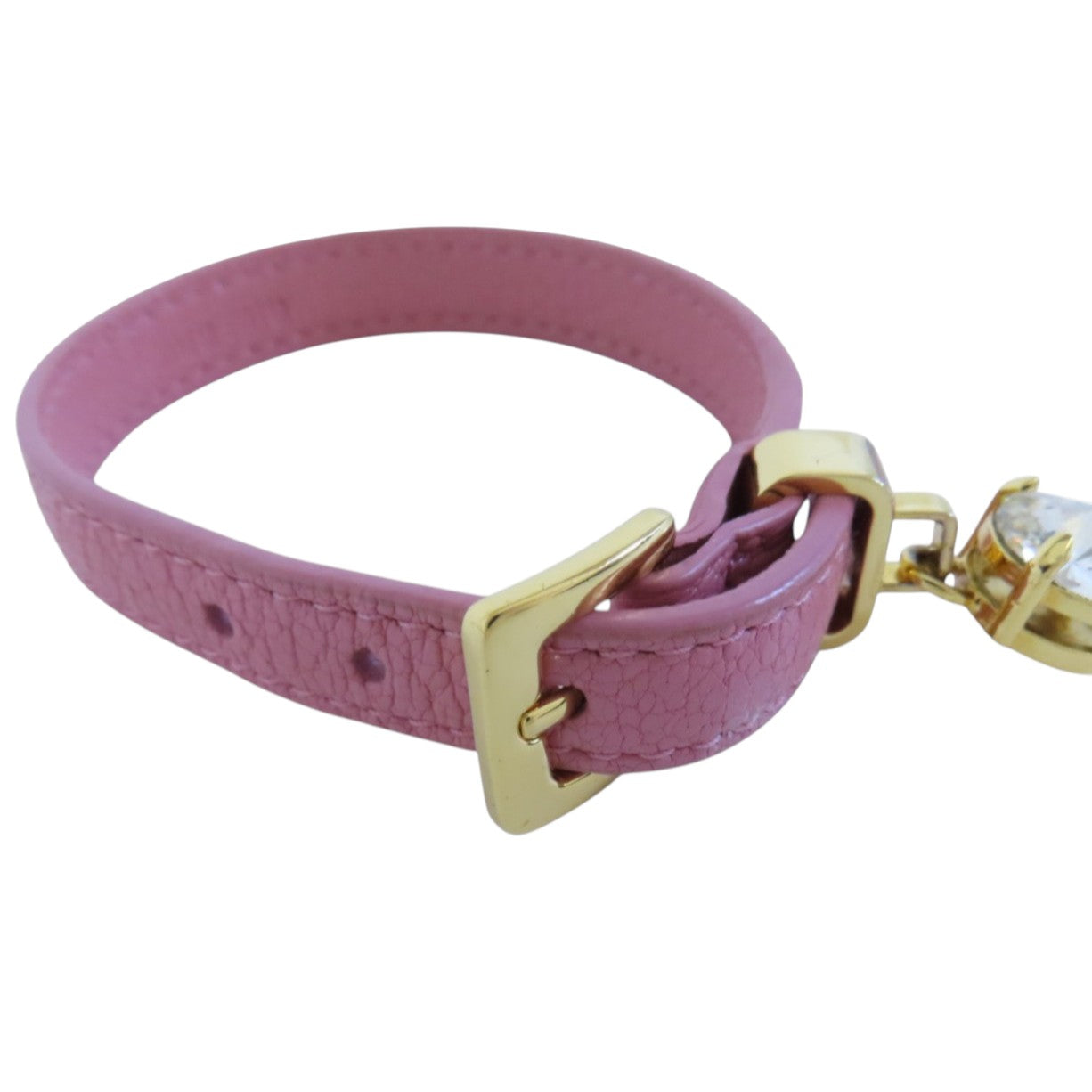 Miu Miu GHW Bracelet Leather Belt Metal Rhinestone Pink