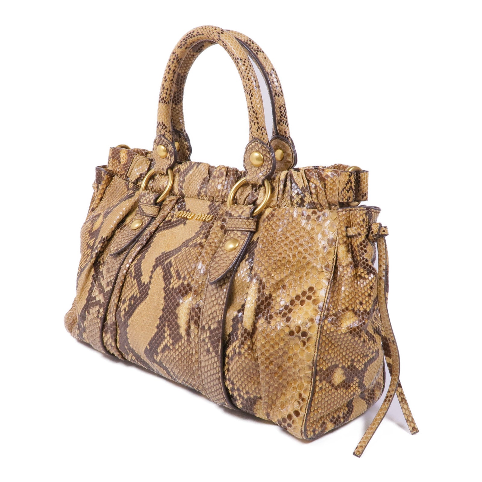 Miu Miu 蛇皮皮革2 Way Shoulder金扣手挽肩背兩用袋