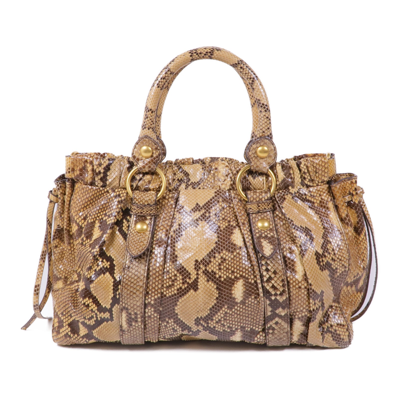 Miu Miu 蛇皮皮革2 Way Shoulder金扣手挽肩背兩用袋