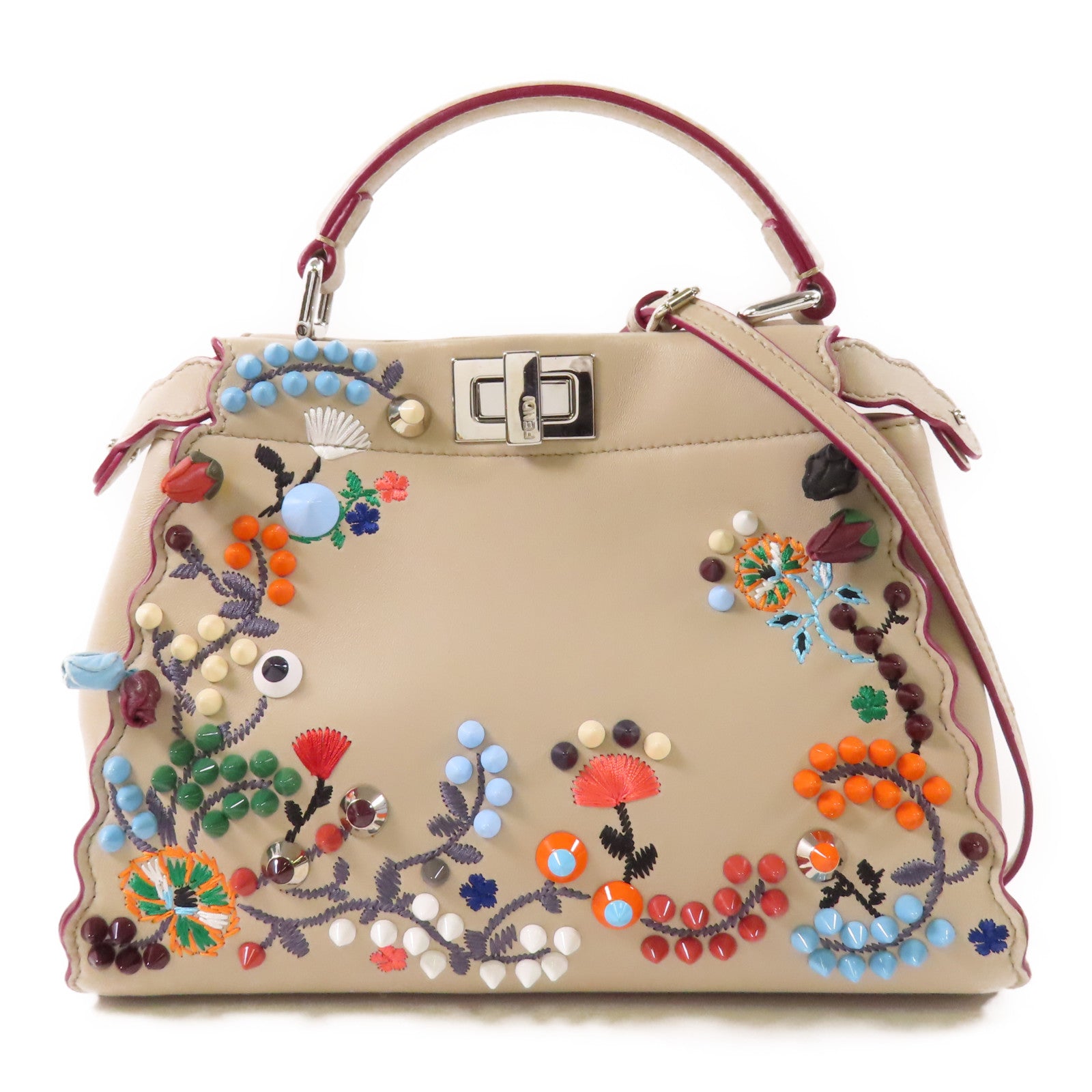 FENDI 皮革Peekaboo銀扣手挽肩背兩用袋