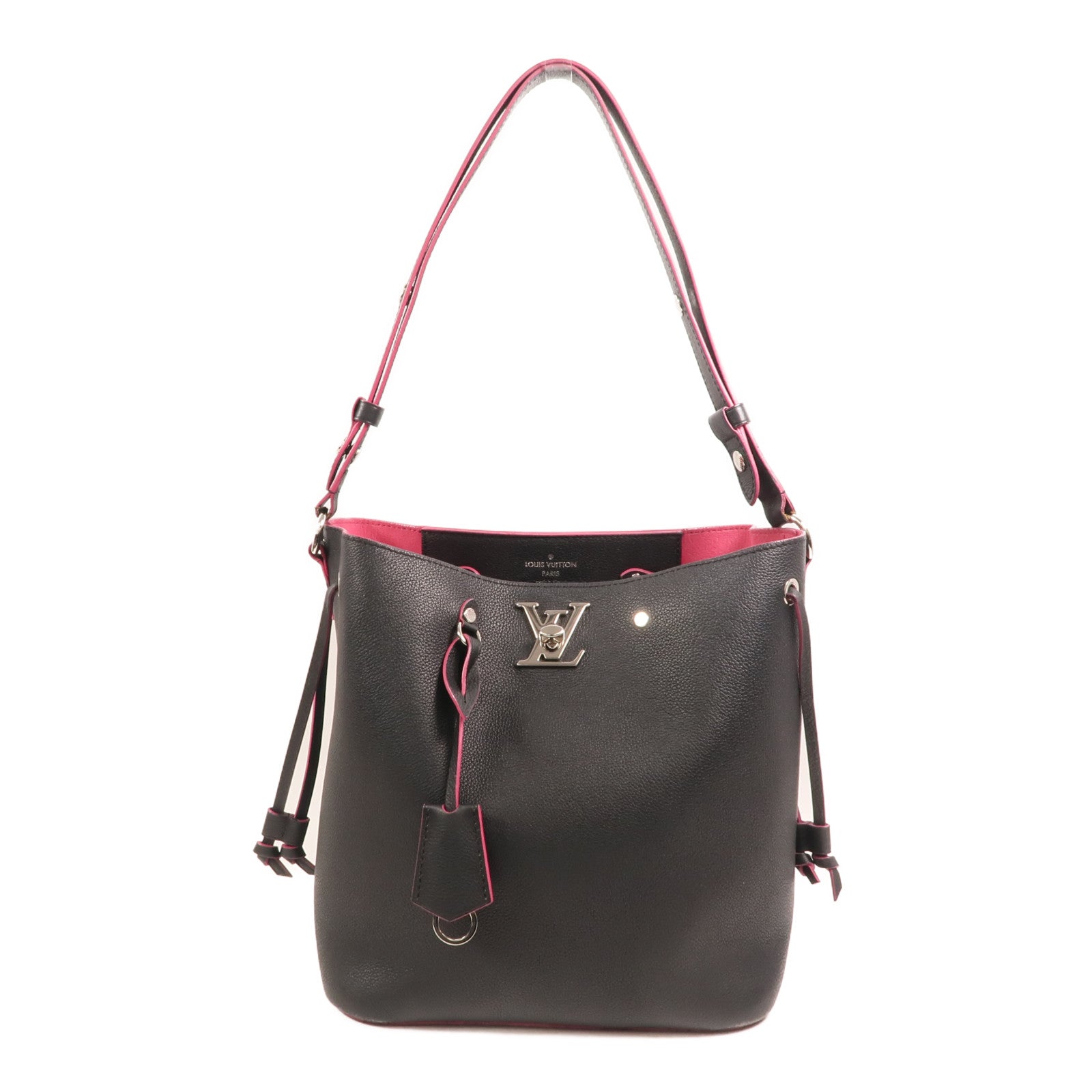 LOUIS VUITTON 牛皮皮革Lockme Bucket銀扣肩背袋