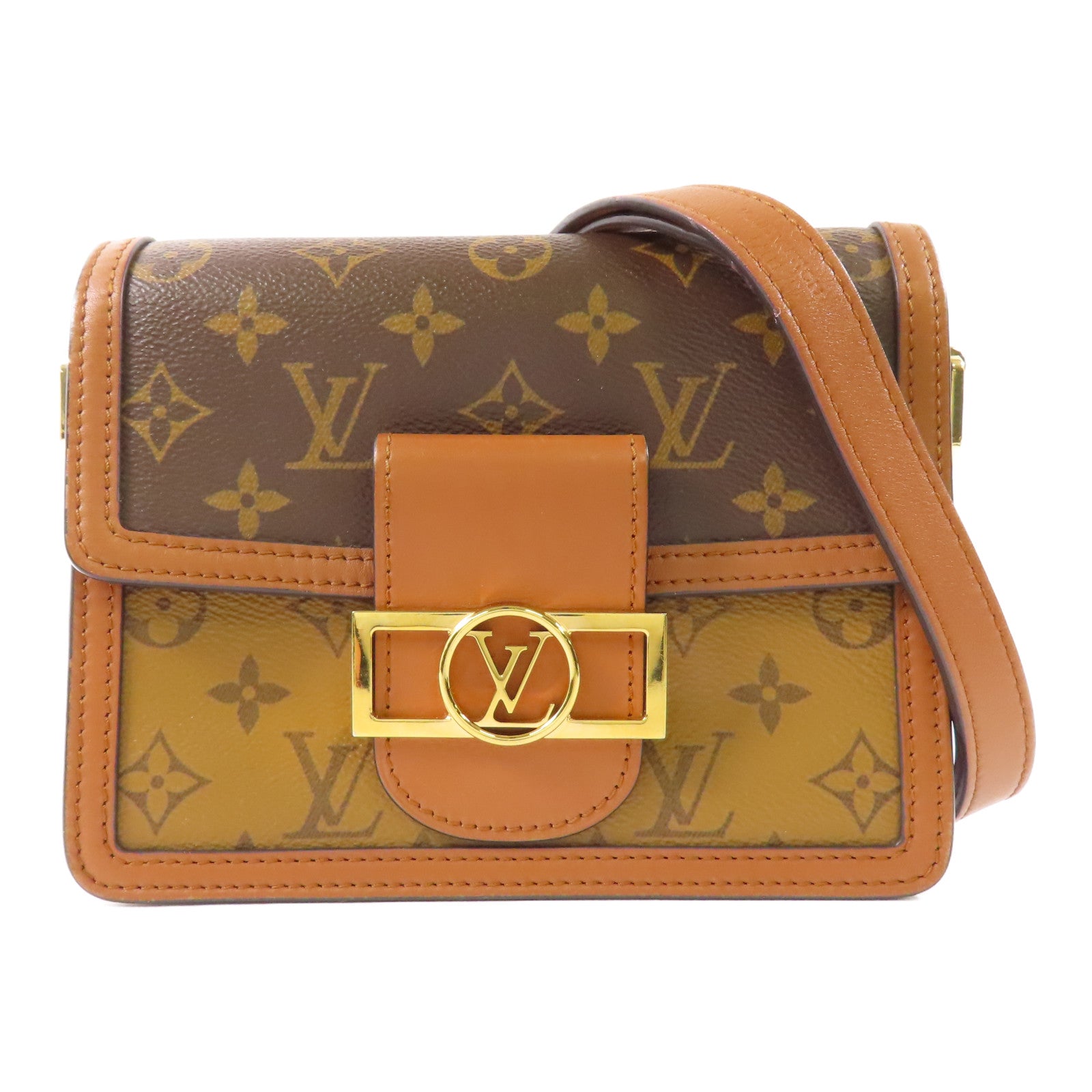 LOUIS VUITTON LV GHW Mini Dauphine Shoulder Bag M44580 Monogram Reverse Brown