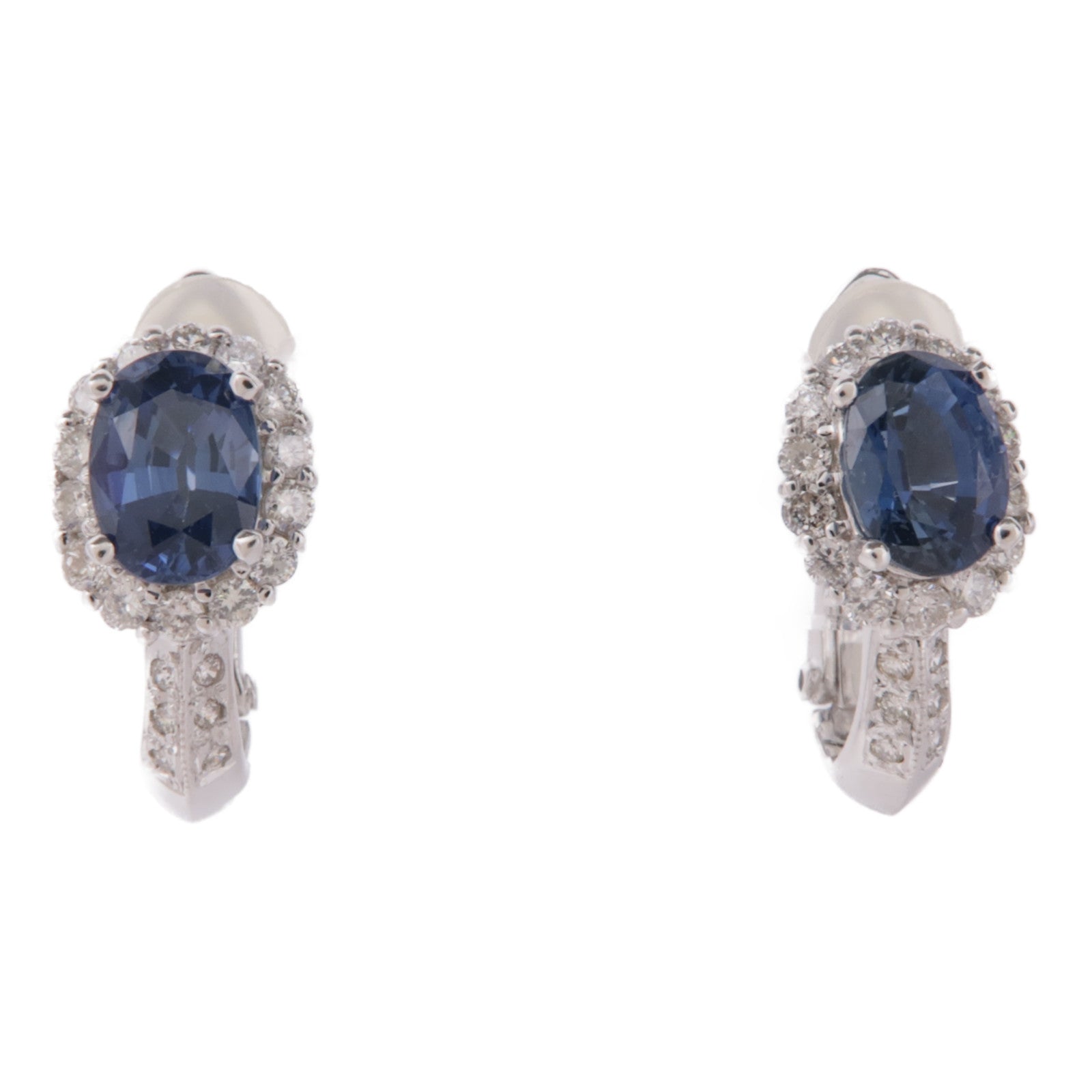 JEWELRY Sapphire Diamond Earrings 18K White Gold