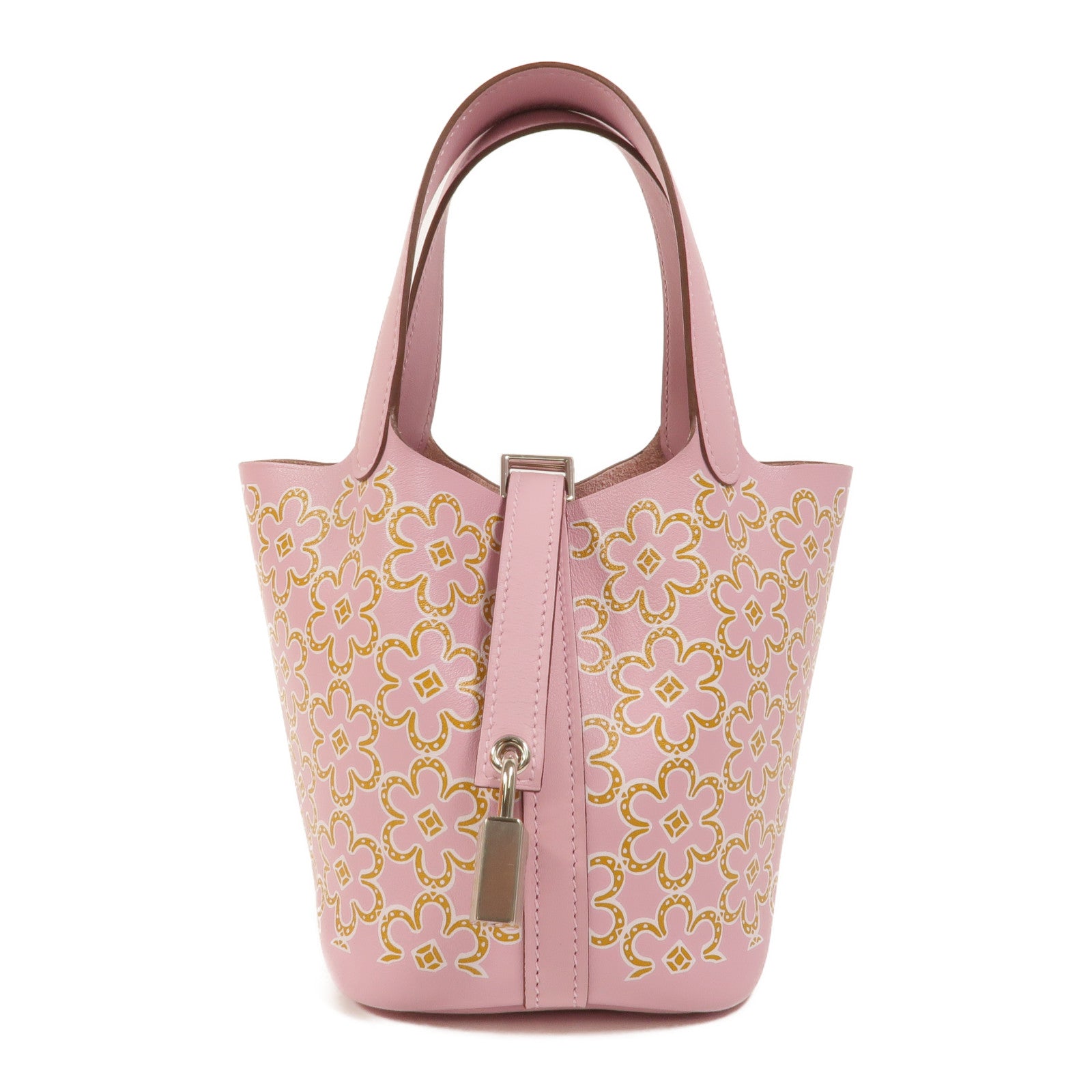 HERMES Swift皮革Picotin Micro Daisy 14手挽袋Mauve Sylvestre