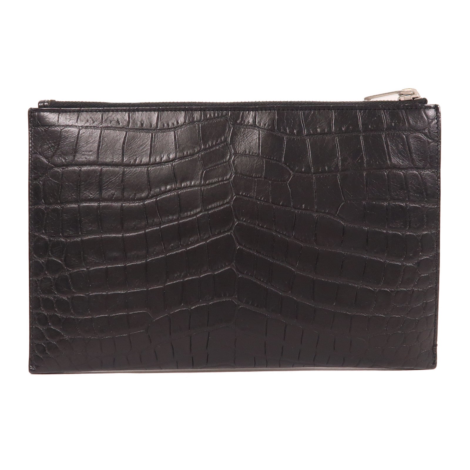 YVES SAINT LAURENT 牛皮皮革Clutch Bag銀扣手拿包