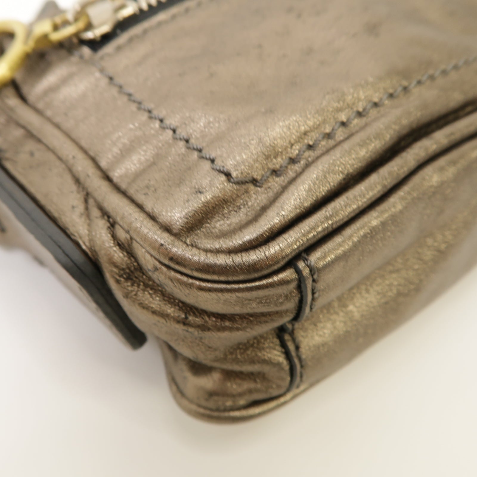 Chloe 【激減優惠】牛皮皮革Handbag銀扣手挽袋青銅色