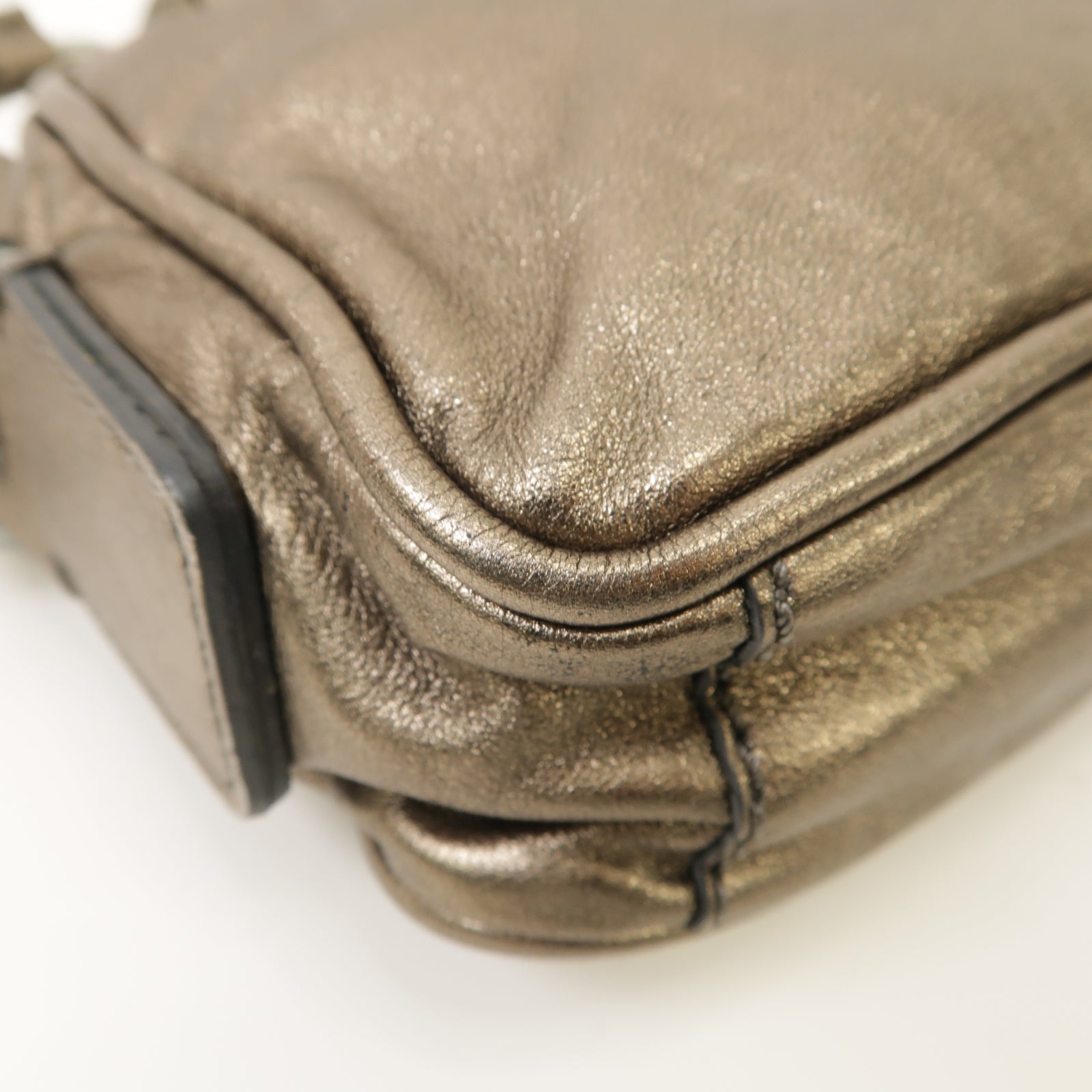 Chloe 【激減優惠】牛皮皮革Handbag銀扣手挽袋青銅色