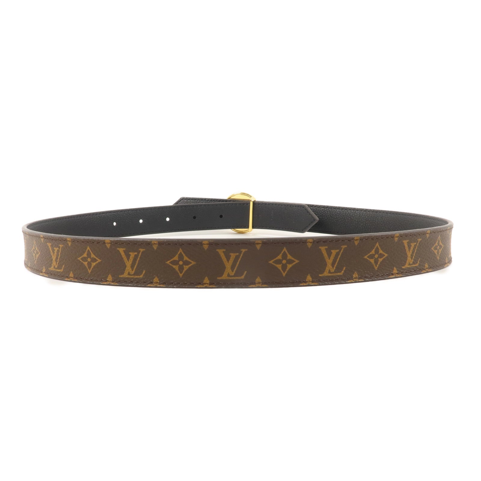 LOUIS VUITTON Monogram Circle Gold Reversible Belt 80cm皮帶